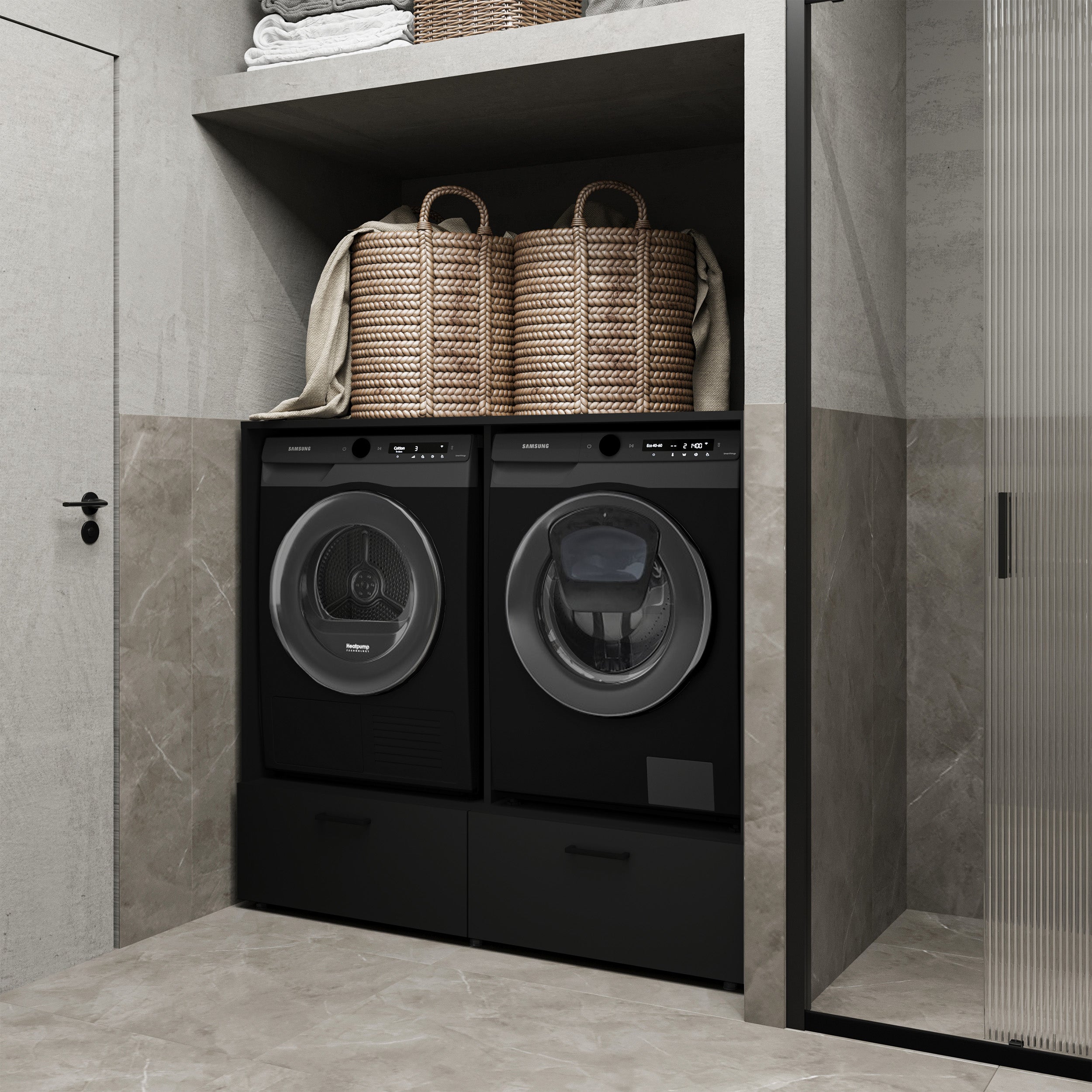 selsey-rosa-schrank-f-r-waschmaschine-und-trockner-mit-2-schubladen-schwarz-onyx image 4