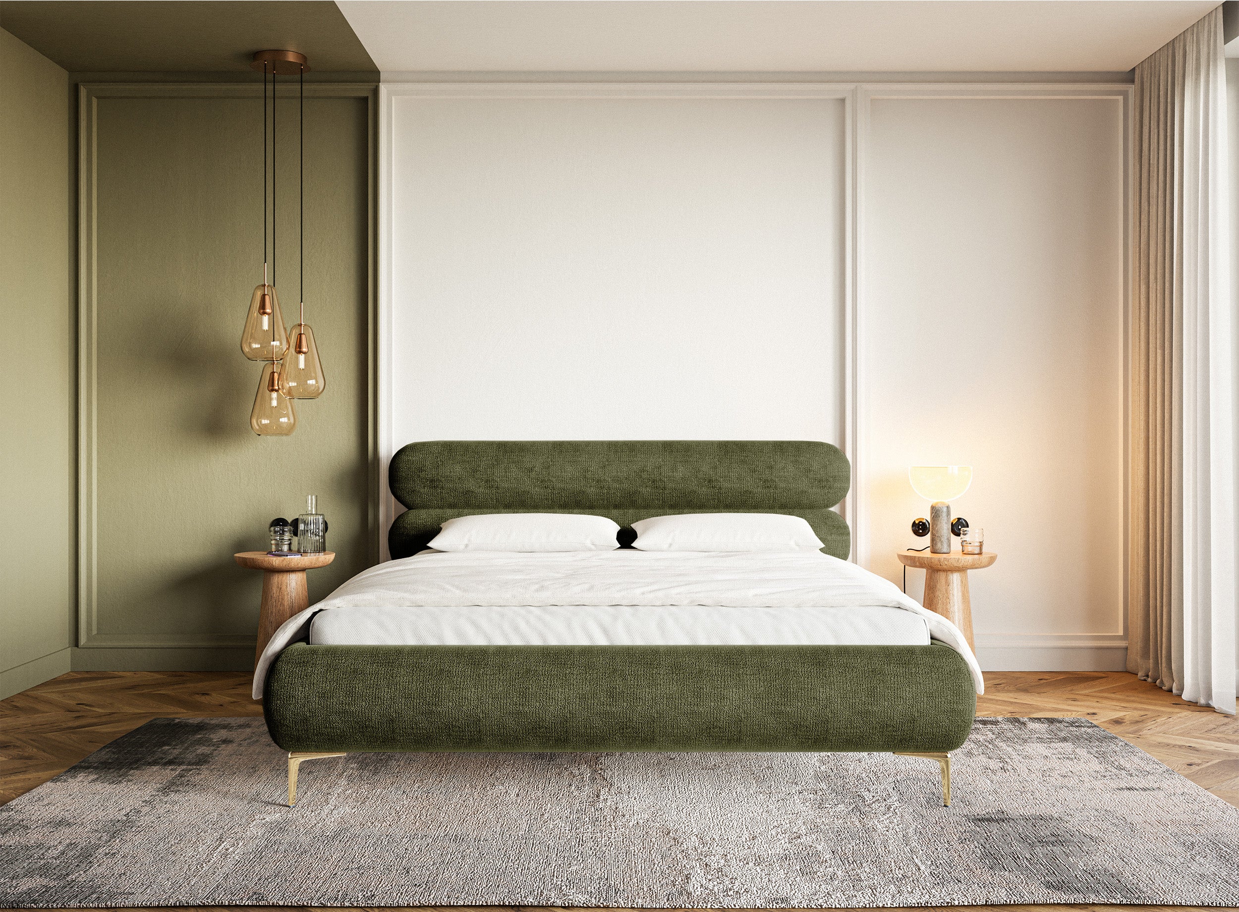 selsey-roule-polsterbett-140x200-cm-olivgr-n-chenille-goldene-beine image 2