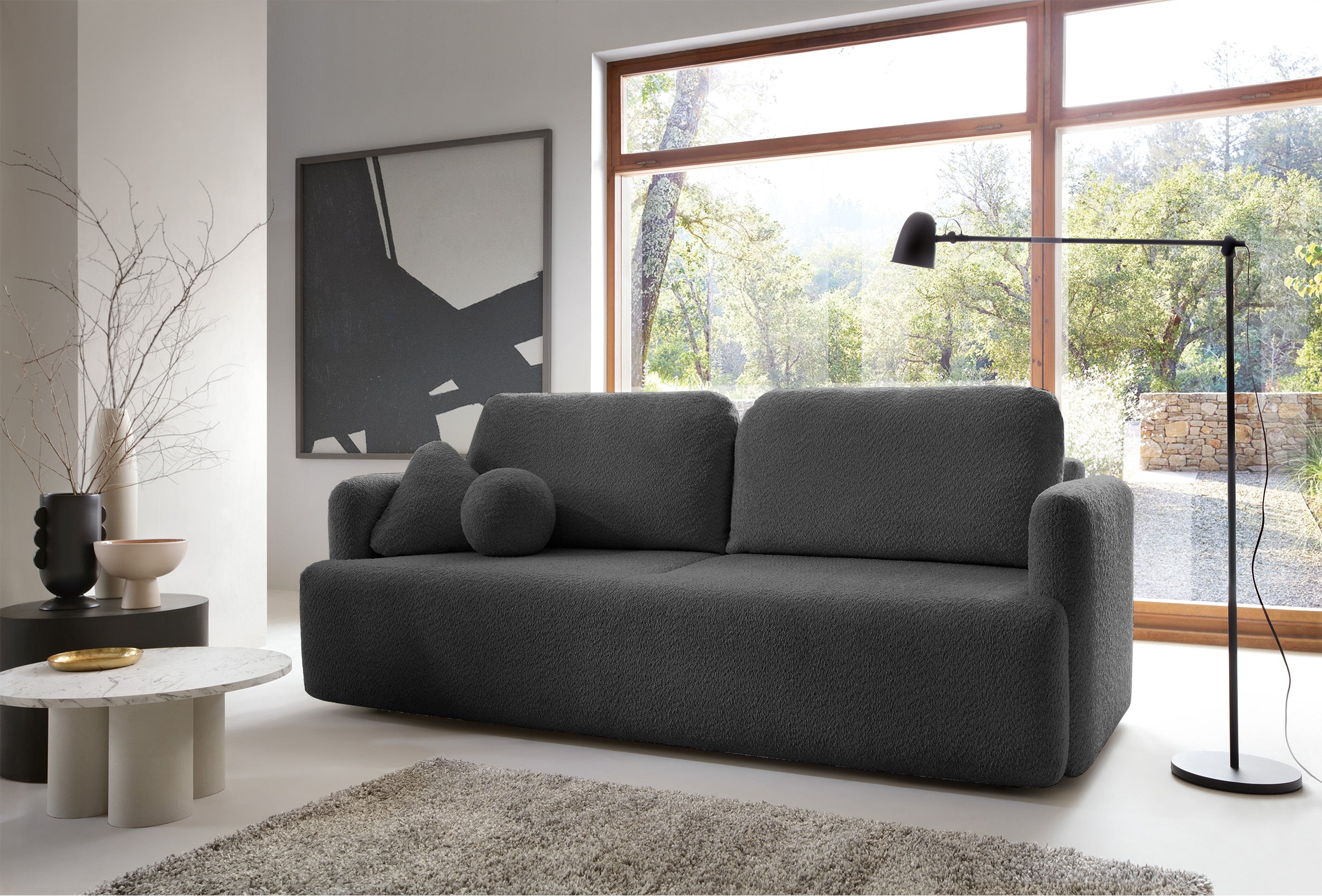 selsey-lambina-dreisitziges-schlafsofa-mit-stauraum-dunkelgrau-boucl image 2