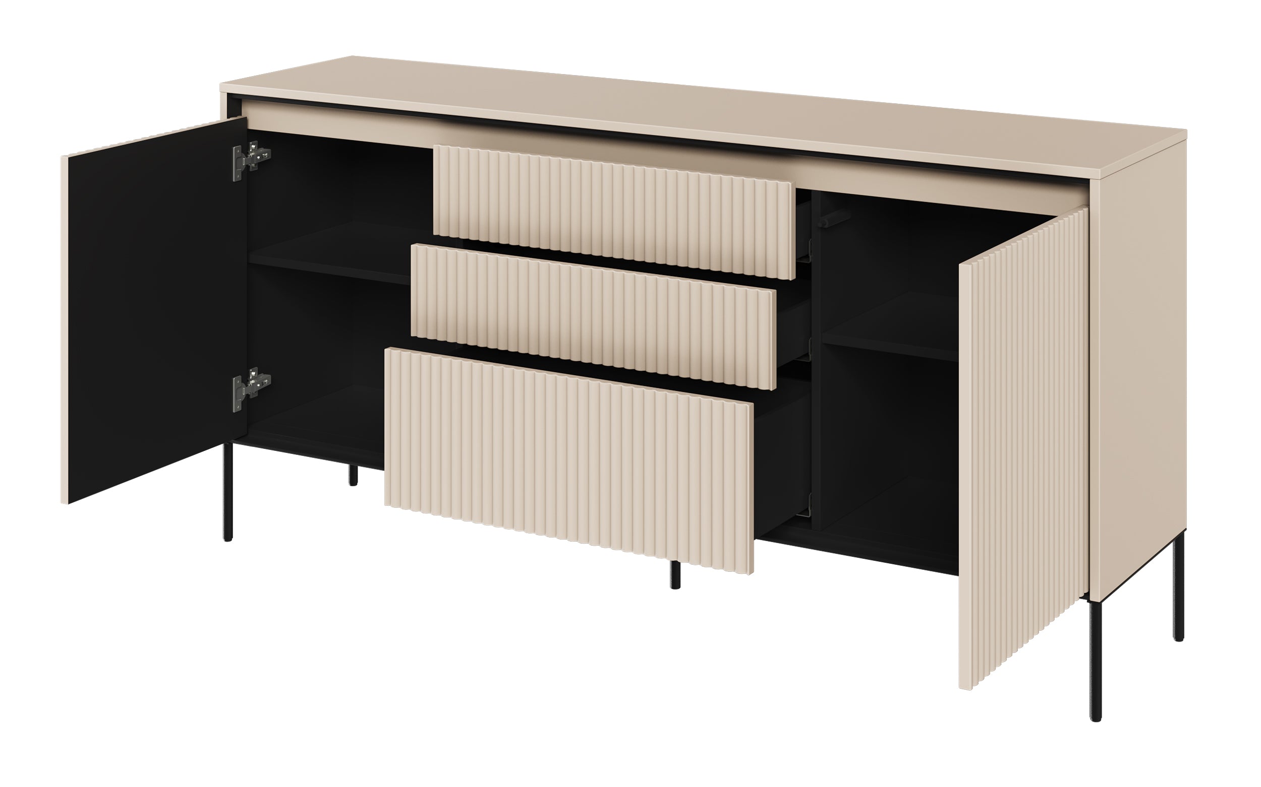 selsey-trend-166-cm-kommode-zweiteilig-mit-3-schubladen-und-led-beige image 3