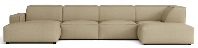 selsey-sellmo-gro-es-u-f-rmiges-modulares-ecksofa-mit-pouf-rechts-dunkelbeige-hy image 1