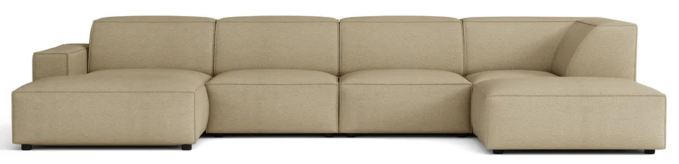 selsey-sellmo-gro-es-u-f-rmiges-modulares-ecksofa-mit-pouf-rechts-dunkelbeige-hy image 1