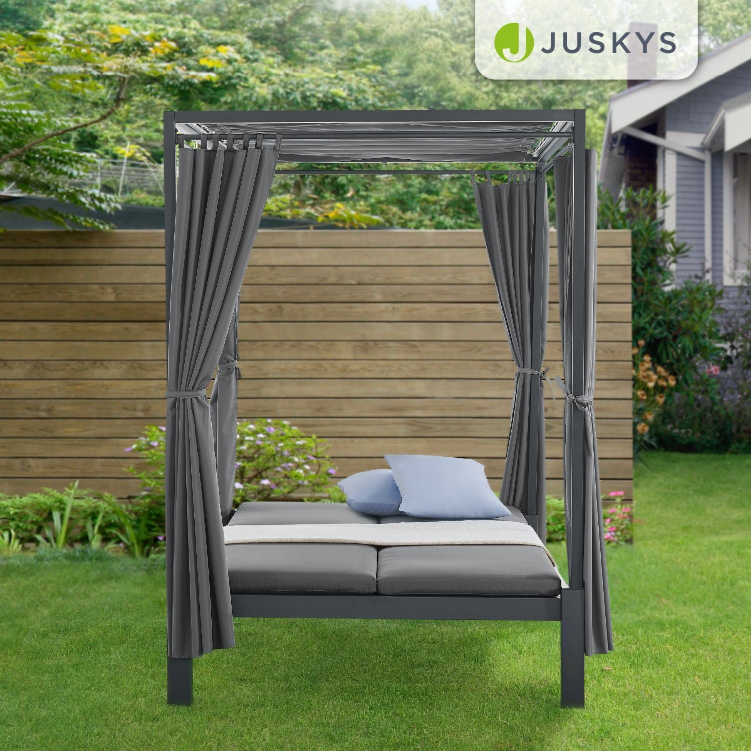 juskys-kreta-doppel-loungebett-140x200-cm-mit-dach-und-vorh-ngen-grau image 7