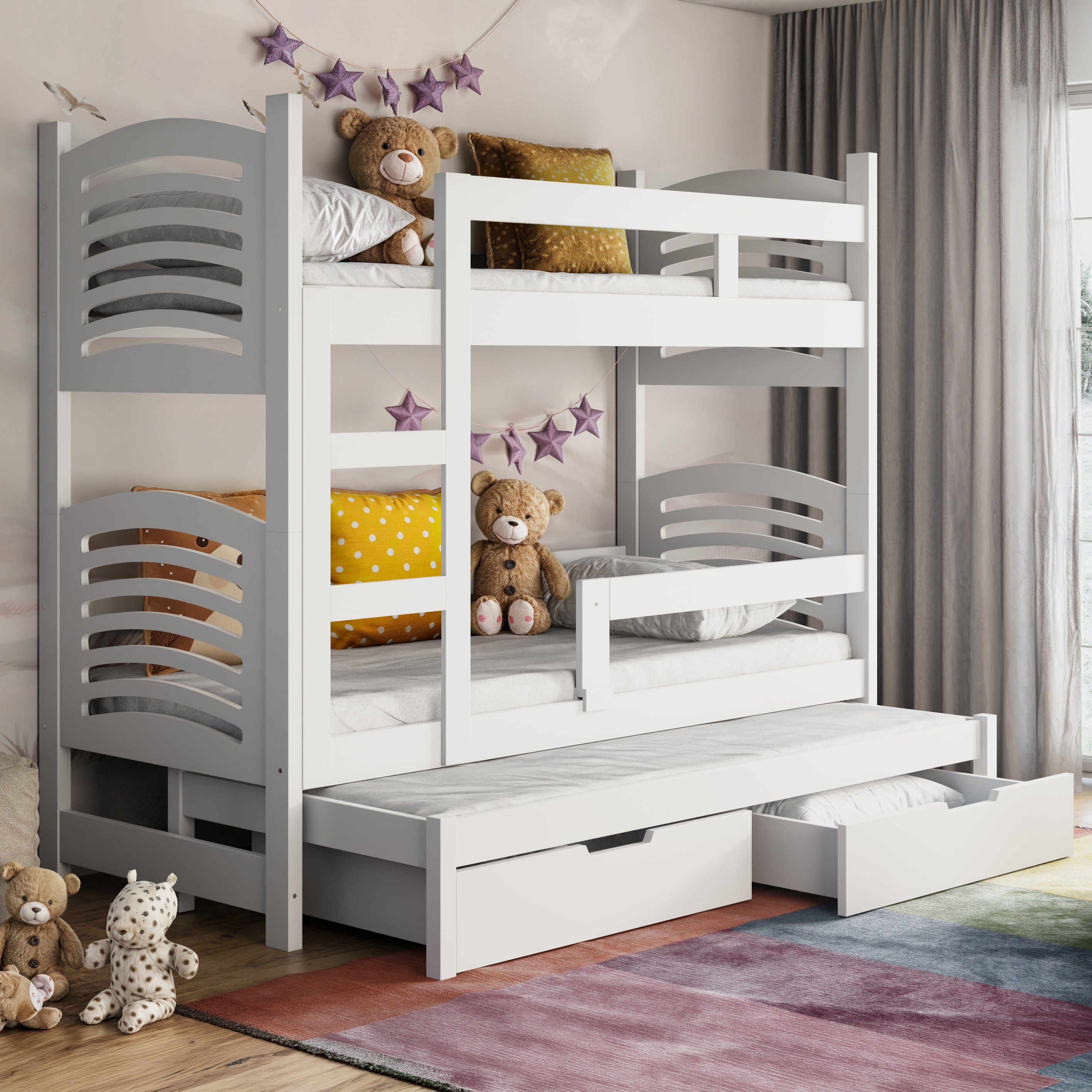 selsey-cami-etagenbett-75x180-cm-f-r-drei-personen-mit-schubladen-wei image 2