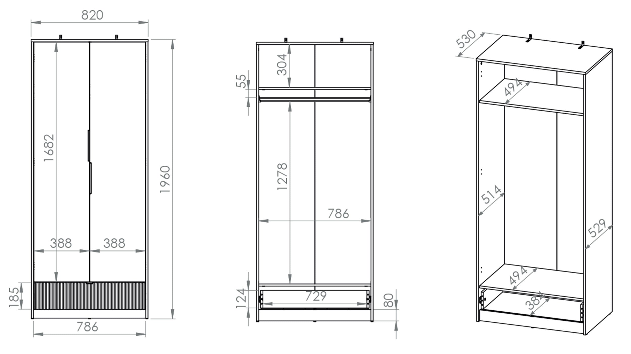 selsey-torino-jugendkleiderschrank-zweit-rig-82-cm-honey-castello-eiche-alpenwei image 8