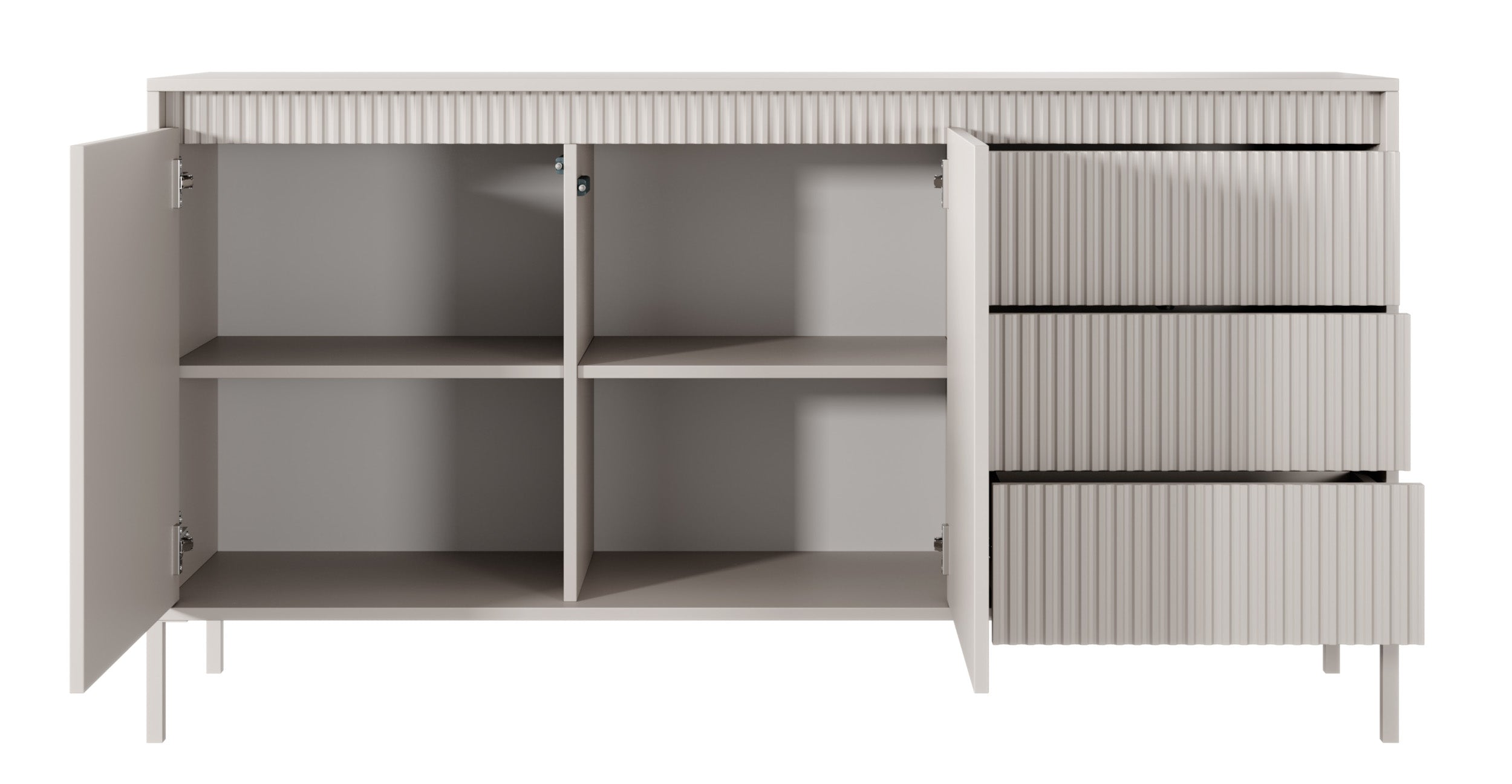 selsey-falsetto-zweit-rige-kommode-154-cm-mit-3-schubladen-beige-gerillte-fronte image 3