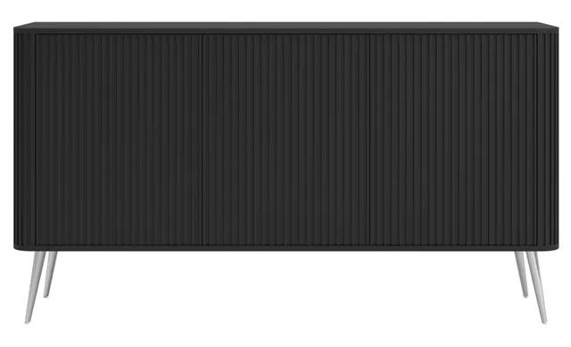 selsey-ovarlo-kommode-mit-3-t-ren-163-cm-schwarz-mit-silbernen-beinen image 1