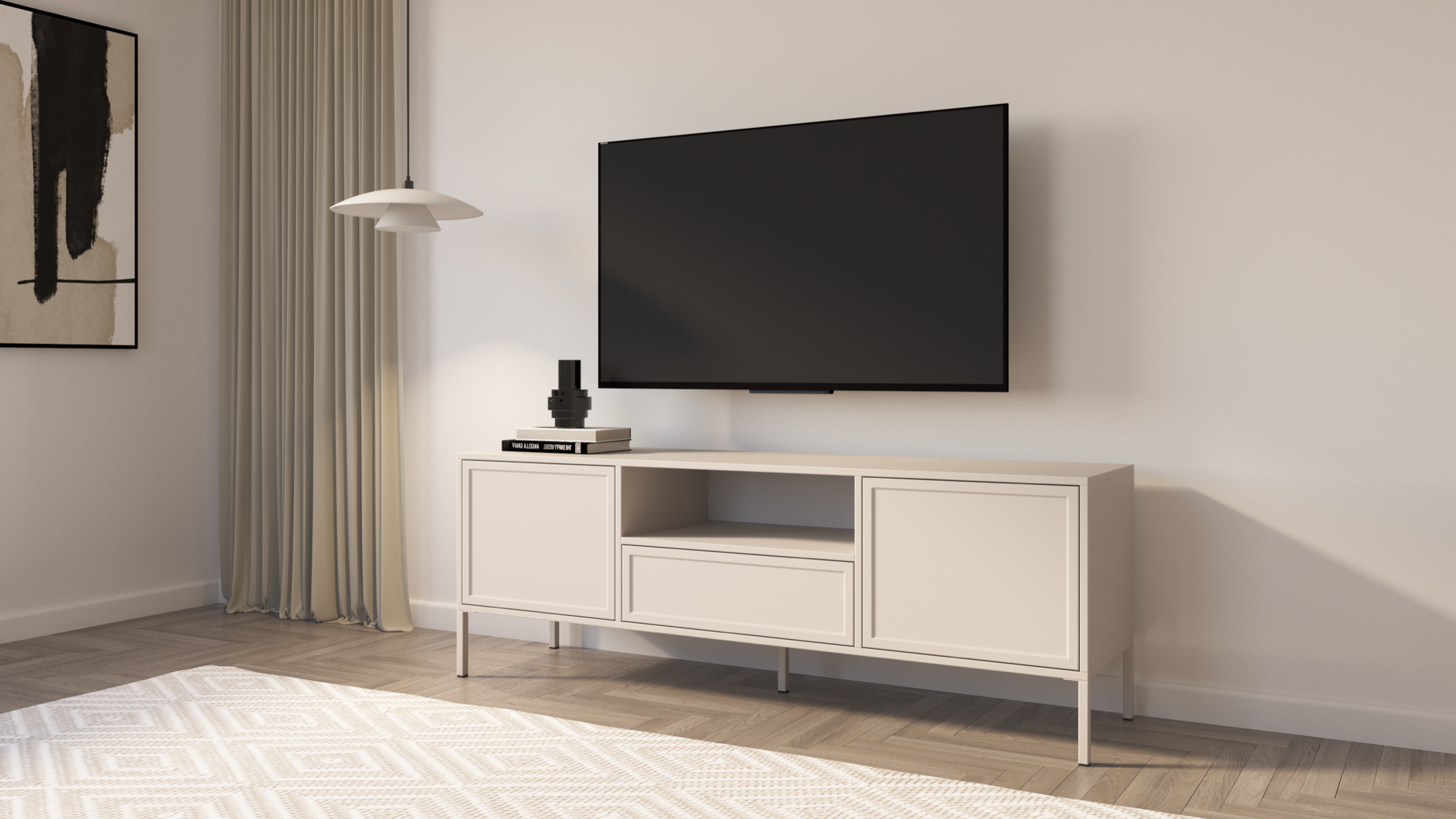 selsey-velveto-tv-schrank-160-cm-zweifl-gelig-mit-schublade-und-nische-kaschmir image 5