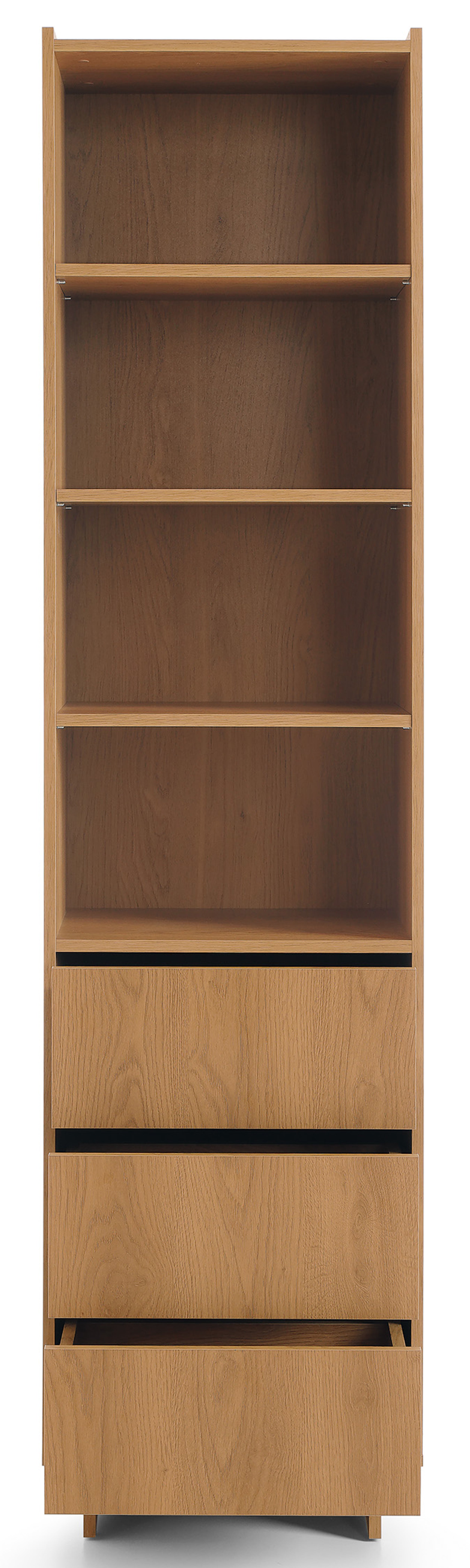 selsey-yasumi-regal-mit-3-schubladen-und-regalen-50-cm-karamelleiche image 3