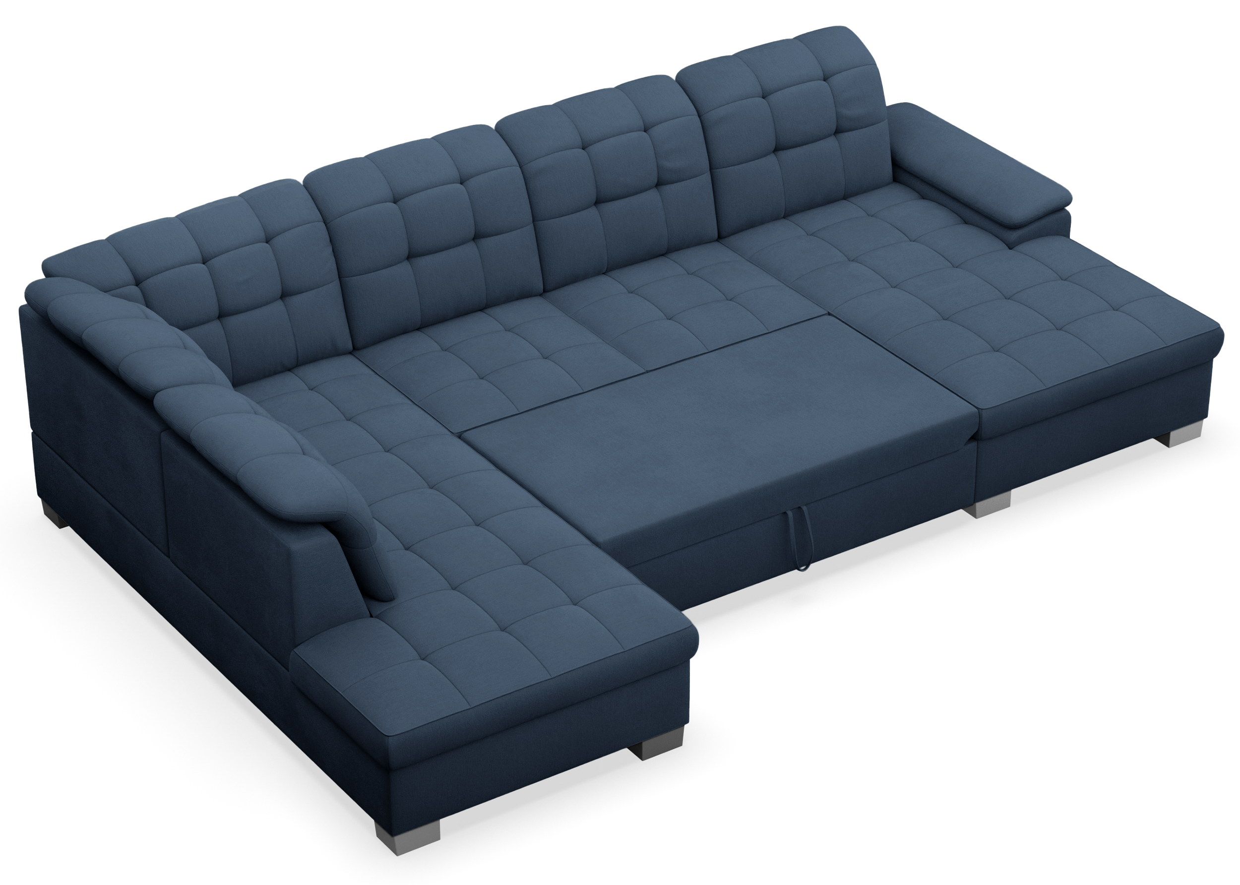 selsey-jamaal-ecksofa-mit-schlaffunktion-u-f-rmig-rechts-marineblauer-flechtstof image 5