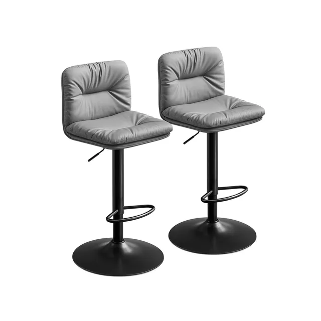 vasagle-barhocker-2er-set-mit-pu-bezug-360-drehbar-grau image 1