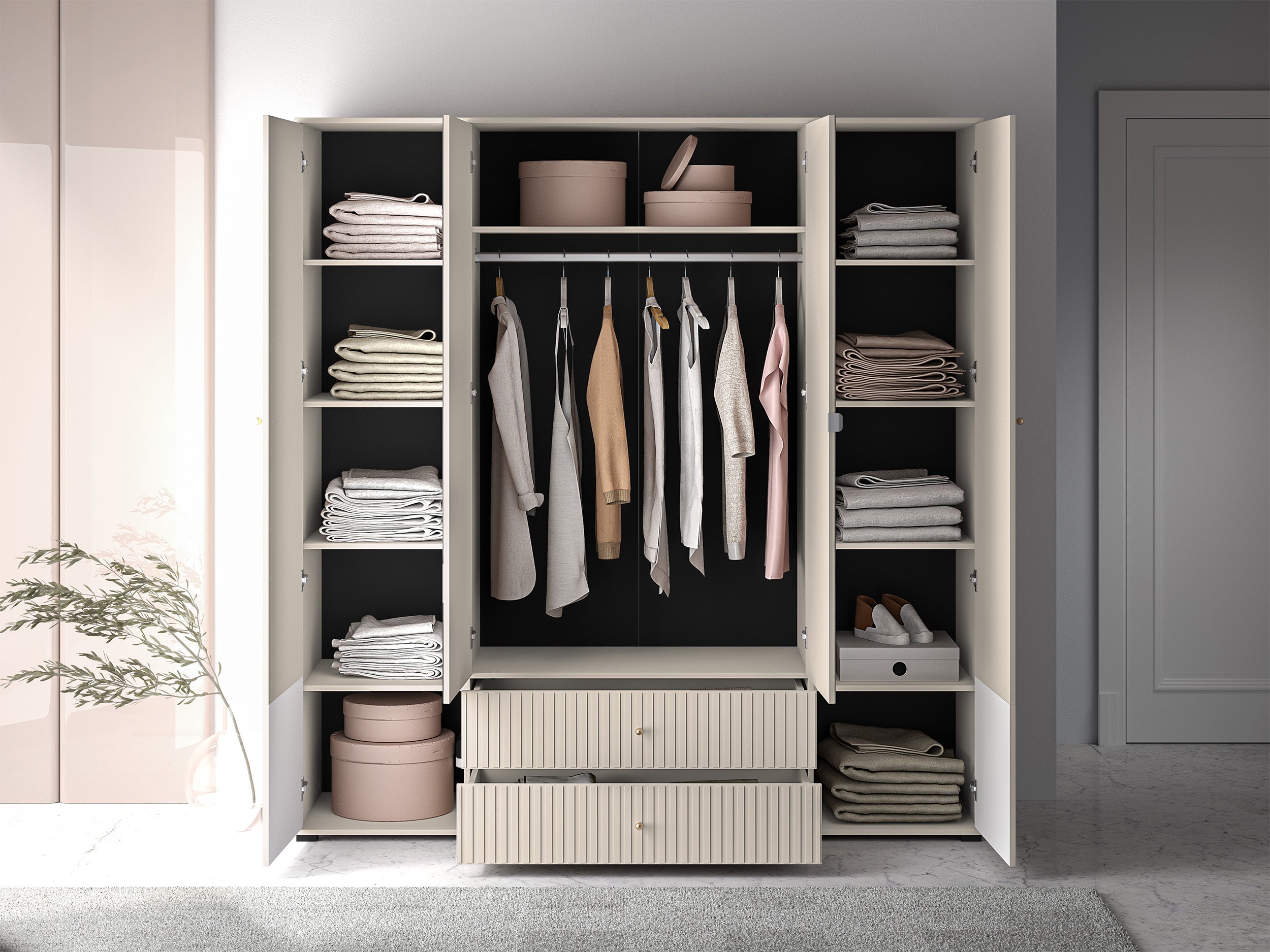 selsey-caletto-viert-riger-schrank-200-cm-mit-spiegel-beige-lamellen image 6