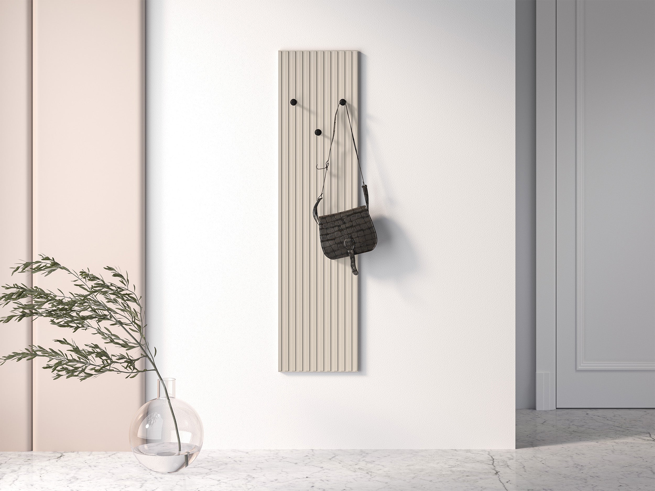 selsey-caletto-wandgarderobe-34-cm-beige-lamellen-mit-3-schwarzen-haken image 2