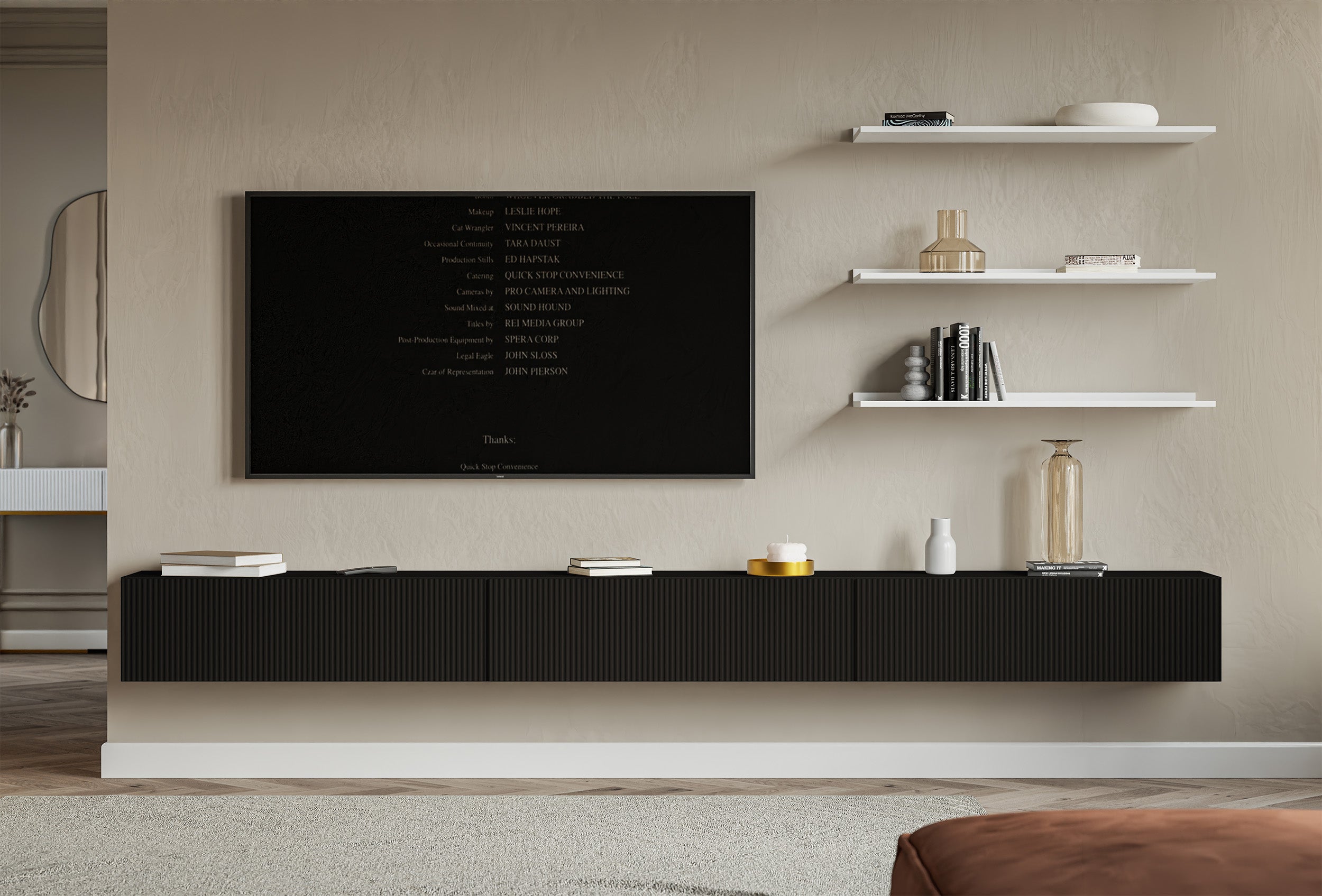 selsey-veldio-h-ngender-tv-schrank-300-cm-dreit-rig-geriffelte-front-schwarz-mat image 3