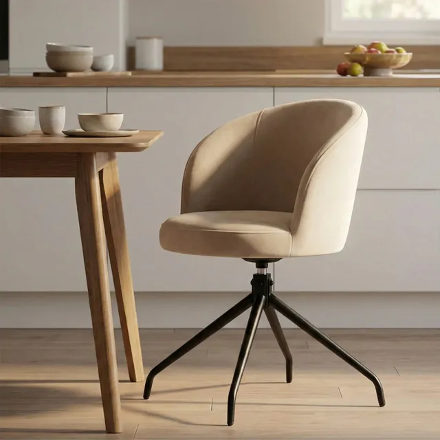 selsey-virella-drehstuhl-esszimmerstuhl-beige-samt-drehbar image 1