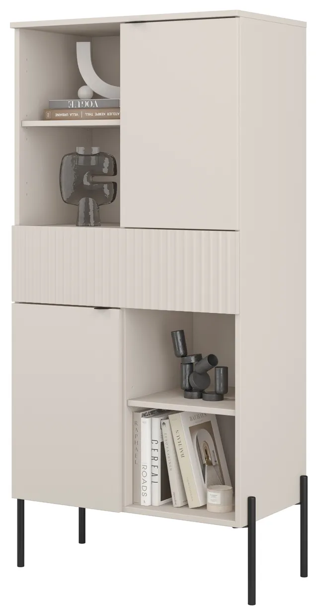 selsey-ore-zweit-riges-regal-70-cm-kaschmir-mit-schublade-und-geriffelter-front image 1