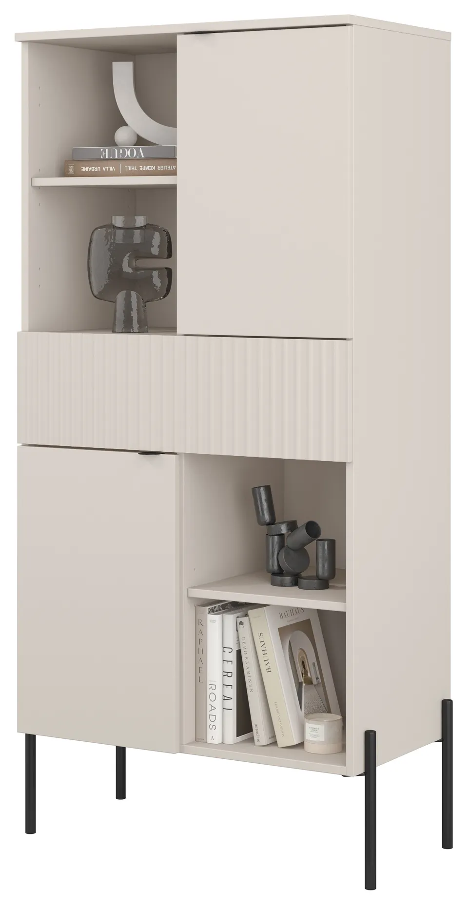 selsey-ore-zweit-riges-regal-70-cm-kaschmir-mit-schublade-und-geriffelter-front image 1