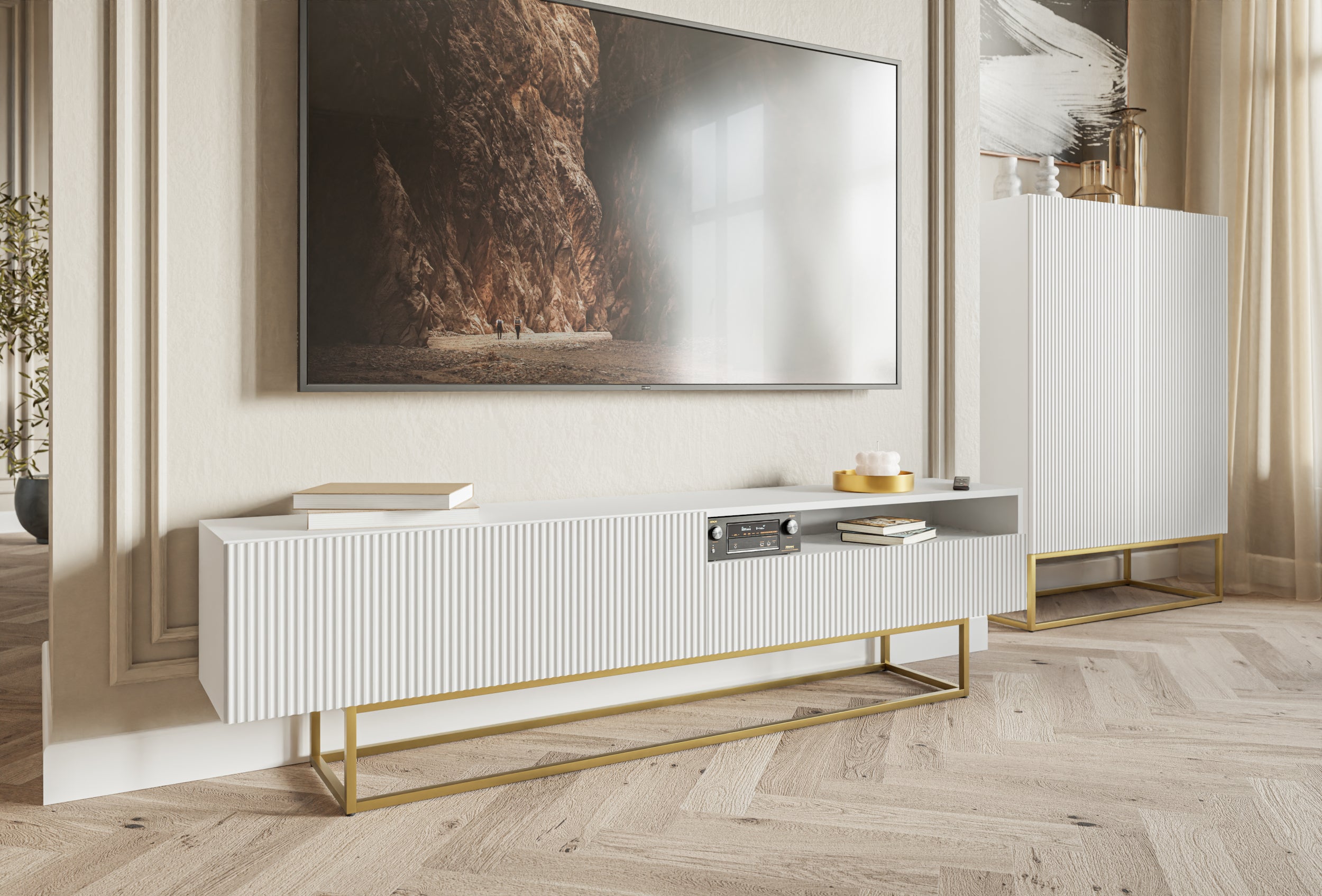 selsey-veldio-tv-schrank-175-cm-wei-mit-goldenen-beinen-gefr-ste-front-und-nisch image 1