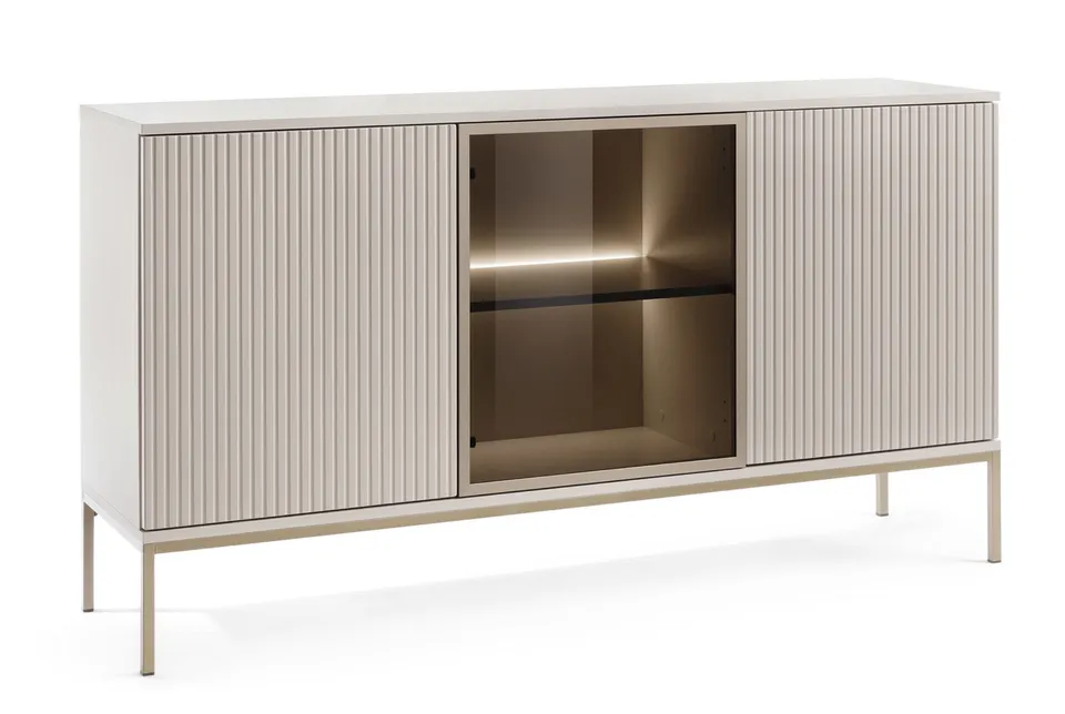 selsey-tosena-kommode-154-cm-mit-drei-t-ren-und-led-beleuchtung-kaschmir image 1