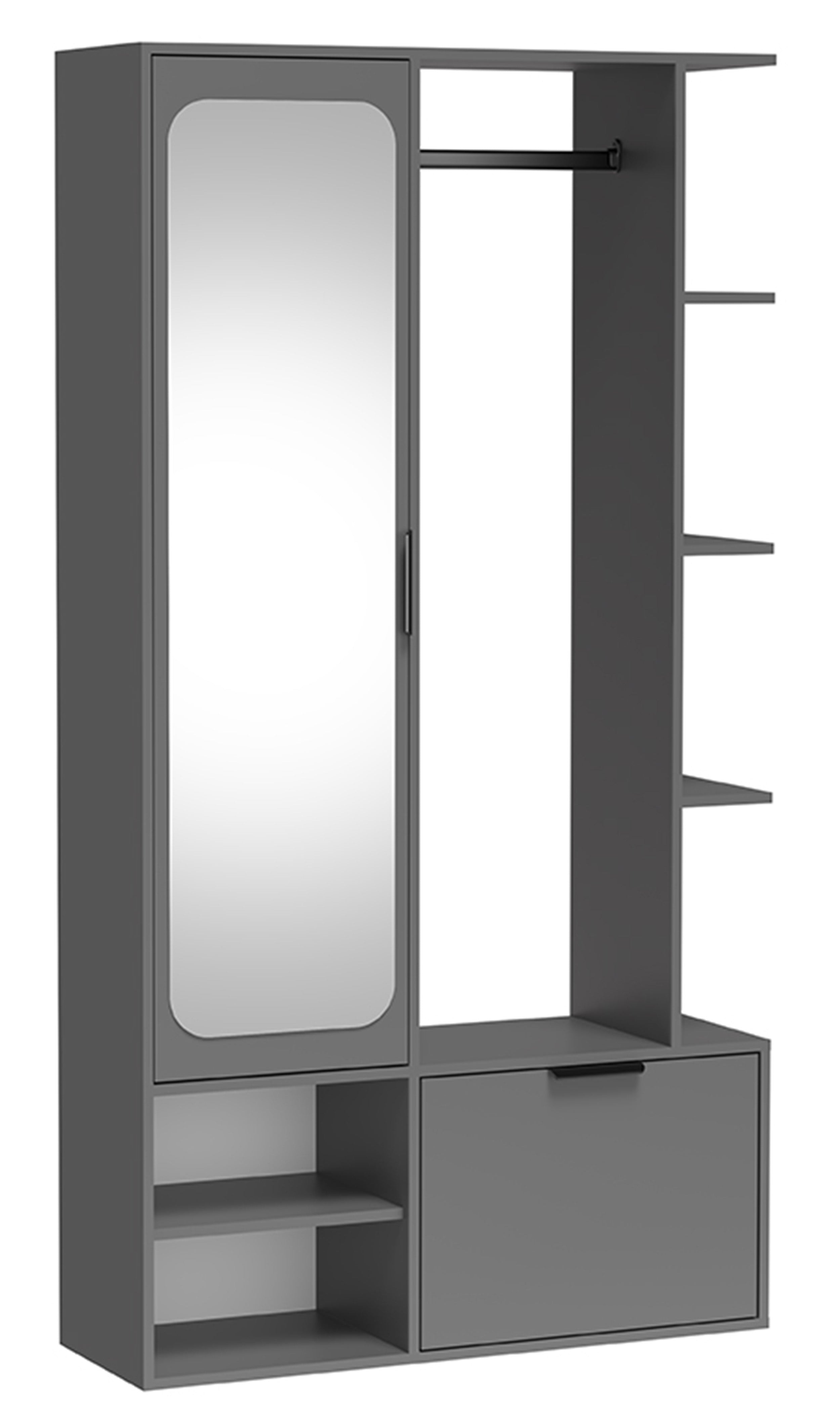 selsey-nala-flur-set-mit-spiegel-und-100-cm-kleiderstange-diamantgrau image 1