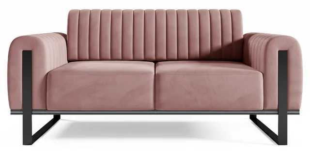 selsey-parissa-zweisitzer-sofa-rosa-samt-schwarze-beine image 1