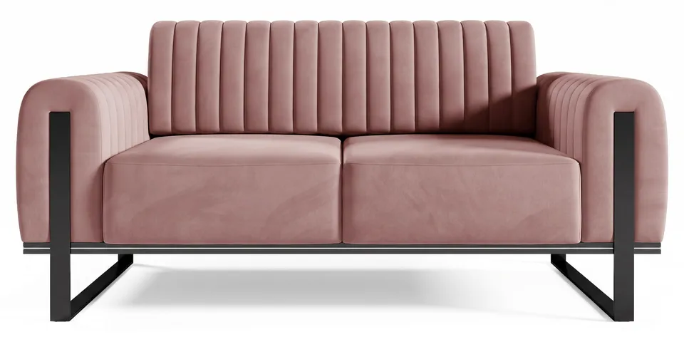 selsey-parissa-zweisitzer-sofa-rosa-samt-schwarze-beine image 1