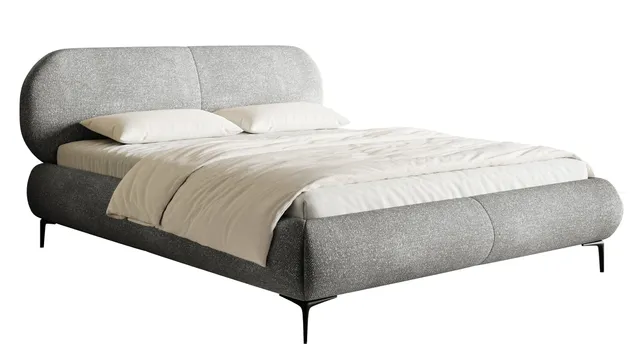 selsey-ovalle-gepolstertes-bett-140x200-cm-grauer-chenille-schwarze-beine image 1