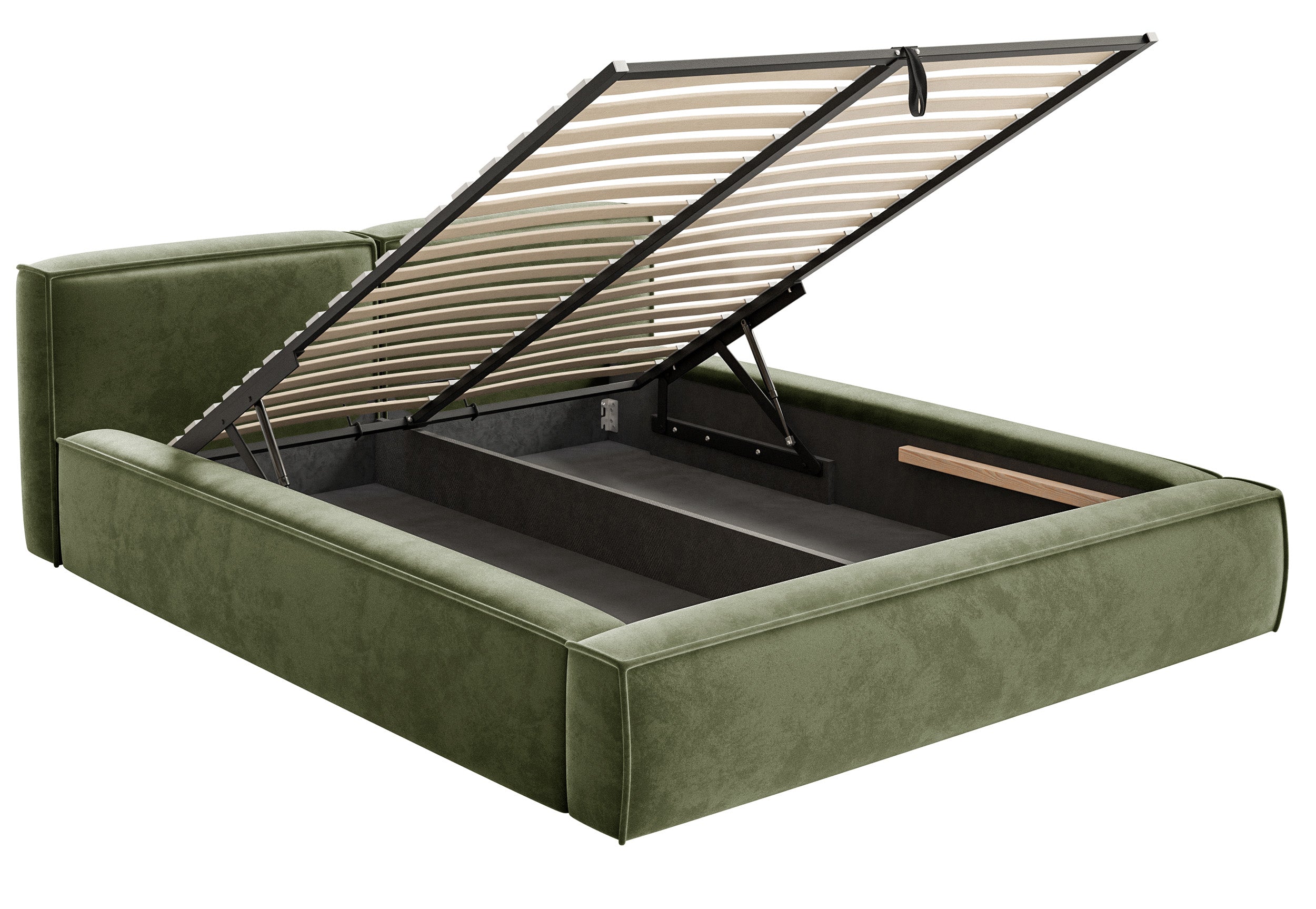 selsey-tilves-slim-low-polsterbett-200x200-cm-mit-stauraum-olivgr-ner-samt-metal image 6