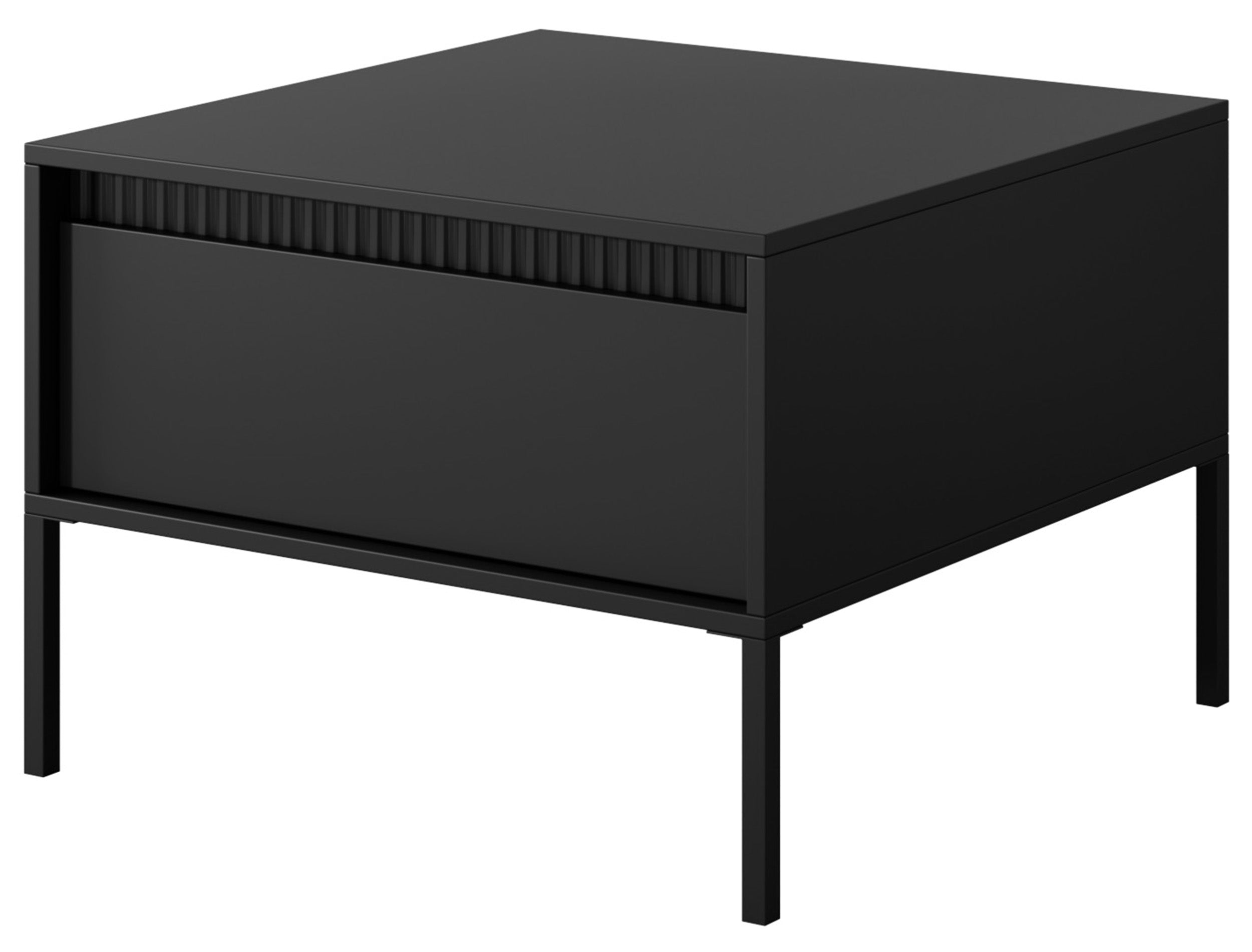 selsey-falsetto-couchtisch-68x68-cm-schwarz-mit-schublade-und-geriffelter-front image 1