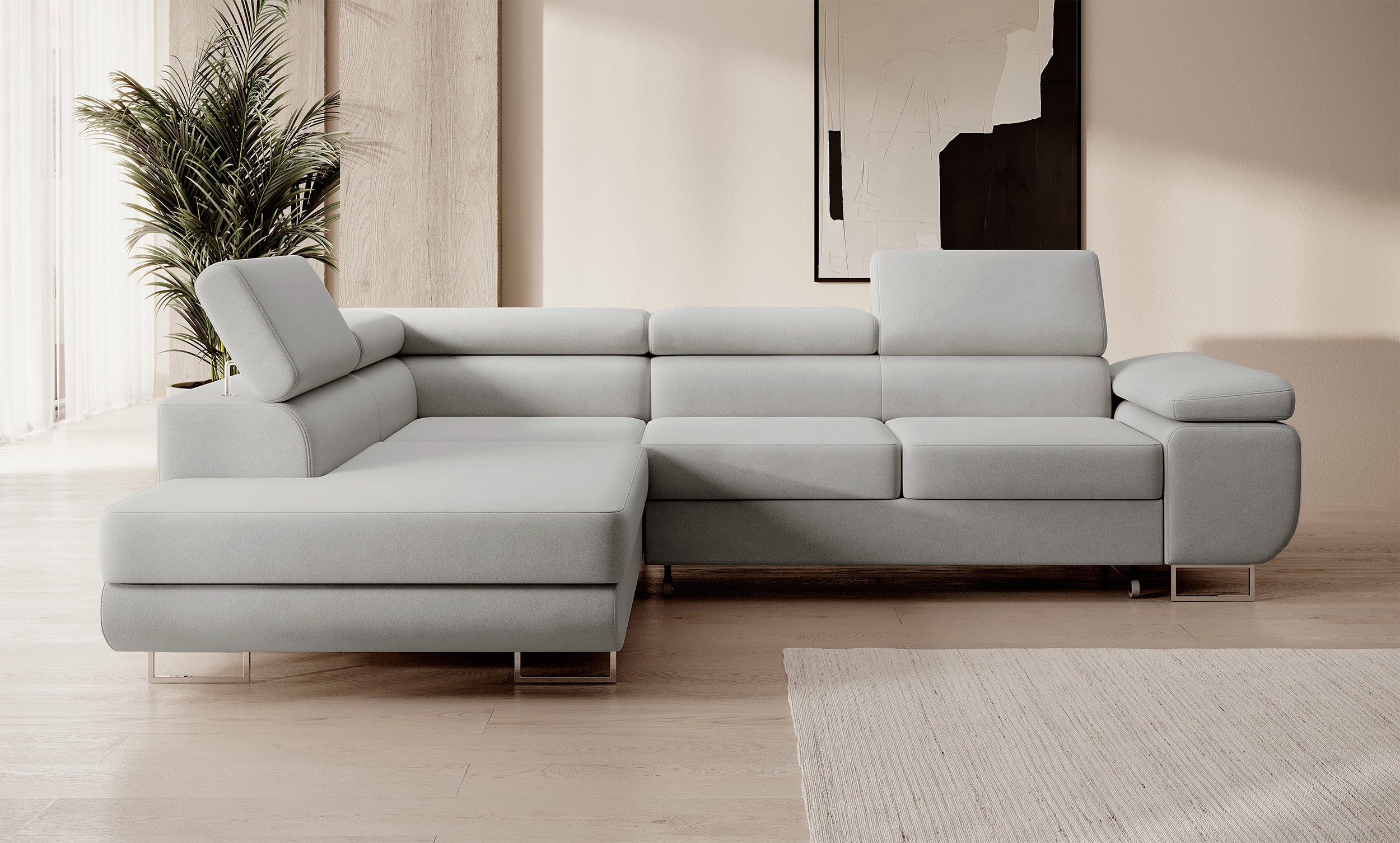 selsey-stevil-ecksofa-mit-schlaffunktion-l-form-links-mit-stauraum-grauer-samt image 5