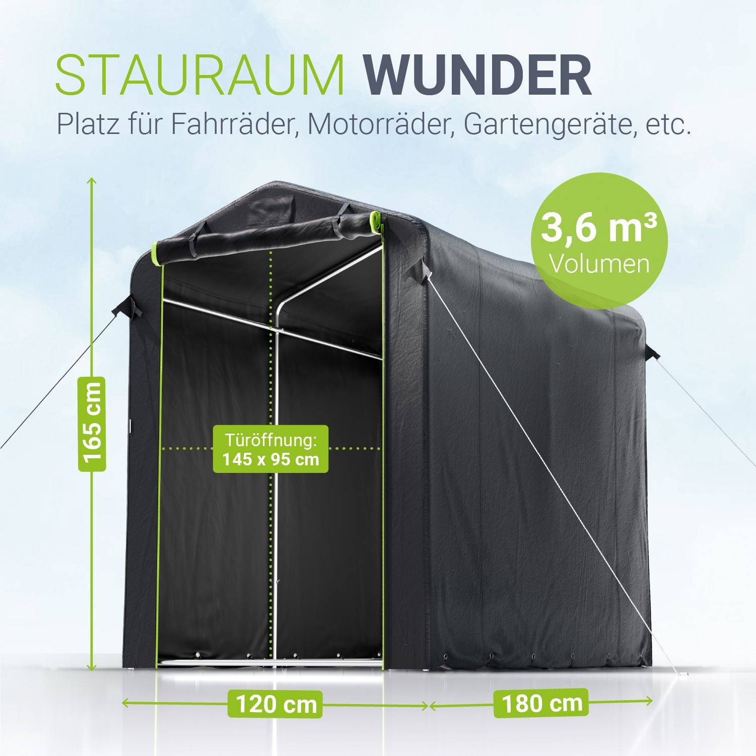 juskys-ger-tezelt-s-anthrazit-wetterfestes-fahrradzelt-mit-3000-mm-wassers-ule image 3