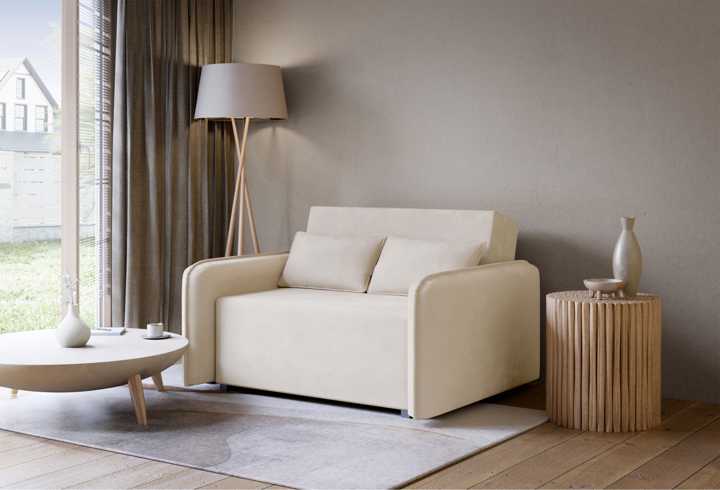selsey-duelia-schlafsofa-2-sitzer-ausklappbar-hellbeige-hydrophobe-chenille image 2