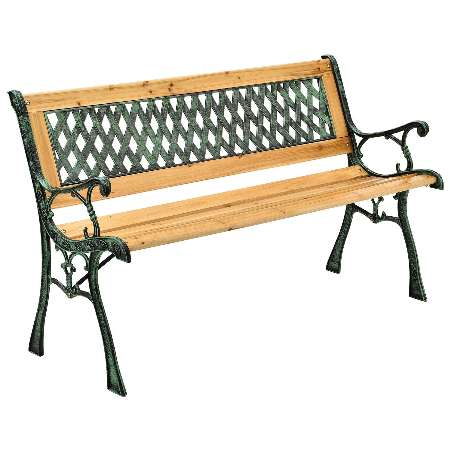 juskys-gartenbank-pisa-vintage-holzbank-mit-gusseisen-f-r-2-personen image 1