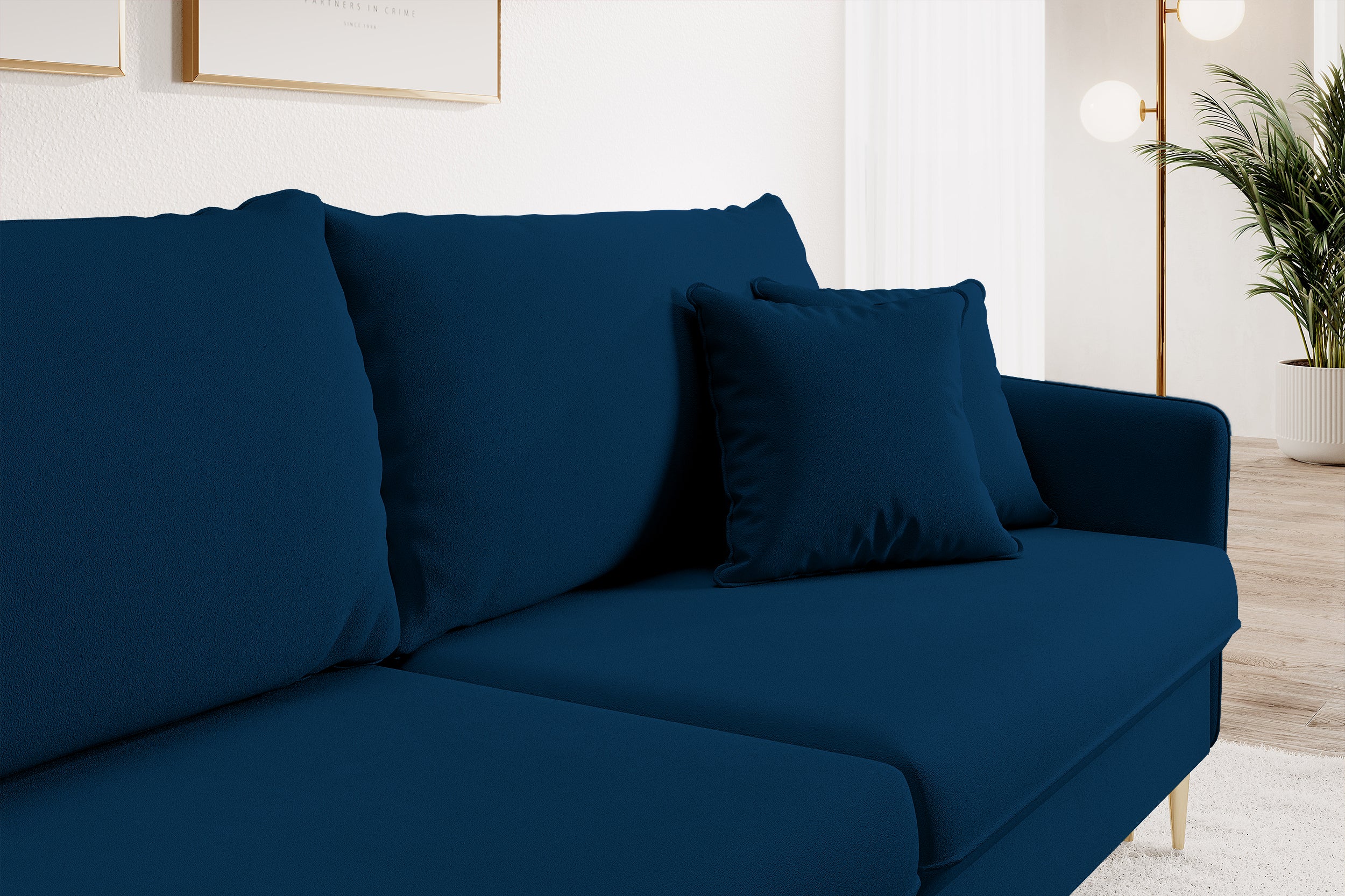 selsey-volio-3-sitzer-schlafsofa-samtvelours-marineblau-wasserabweisend-goldbein image 5