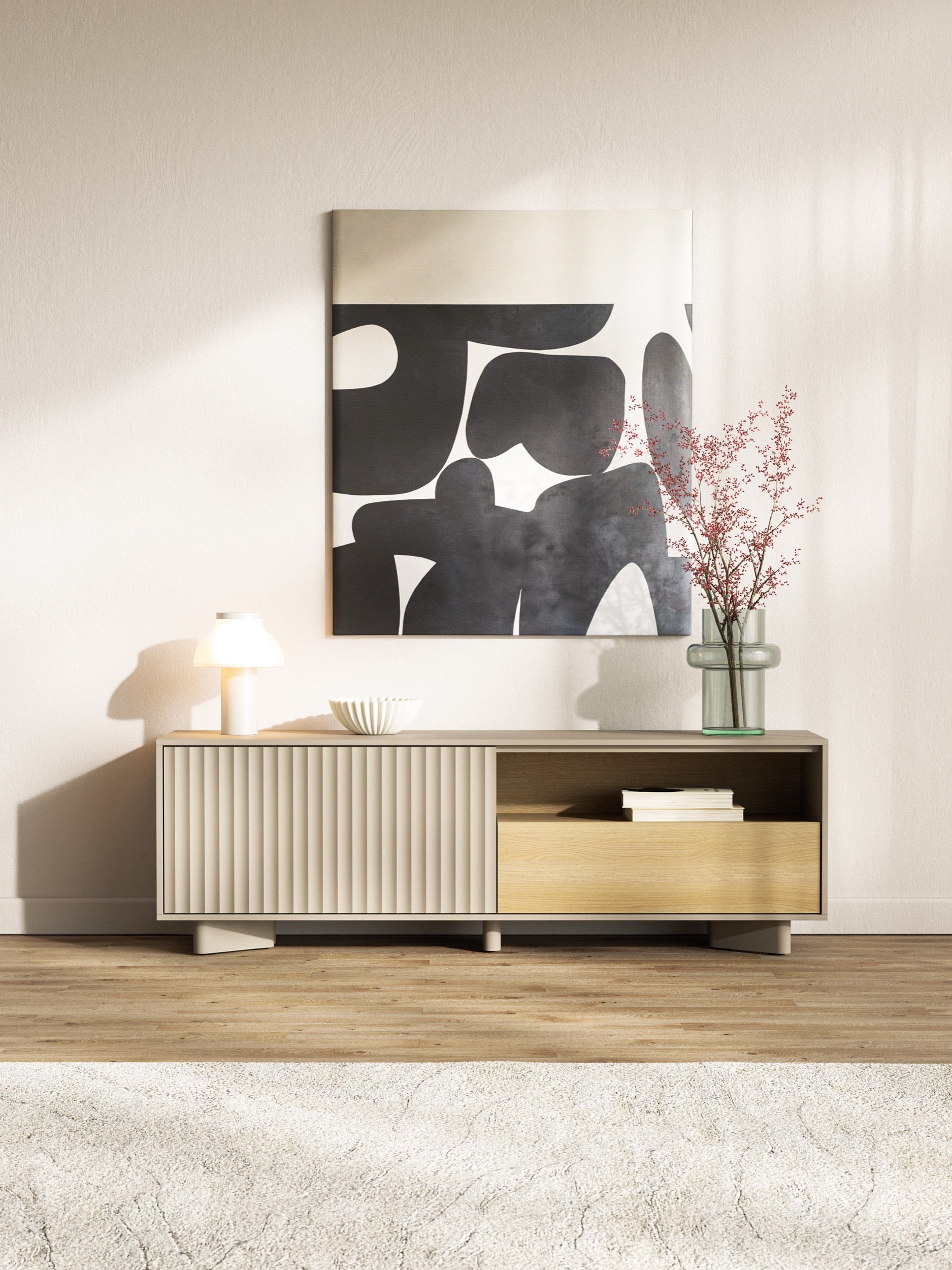 selsey-distria-tv-schrank-140-cm-mit-schublade-geriffelter-front-kaschmir-vicenz image 2