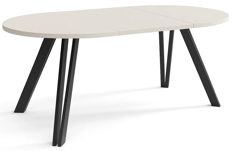 selsey-nuuvel-ausziehbarer-esstisch-100-180x100-cm-kaschmir-mit-schwarzen-beinen image 1