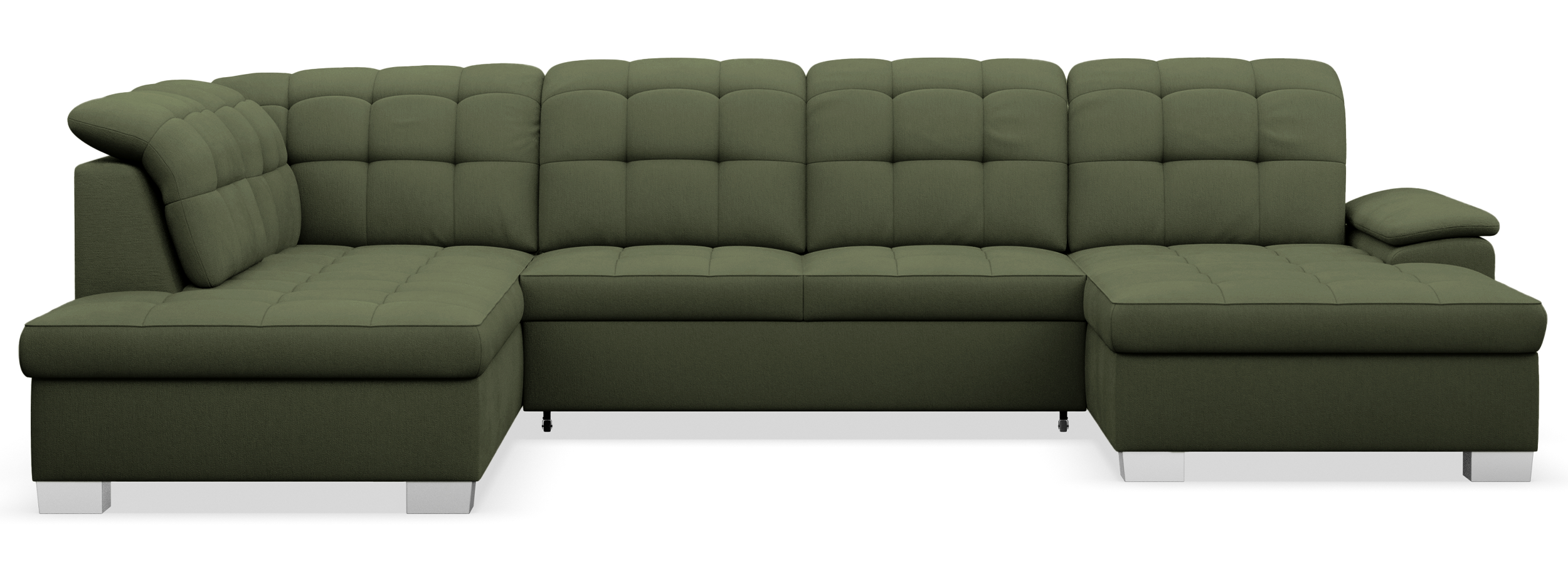 selsey-jamaal-ecksofa-mit-schlaffunktion-u-f-rmig-rechtsseitig-khaki-flechtmuste image 1
