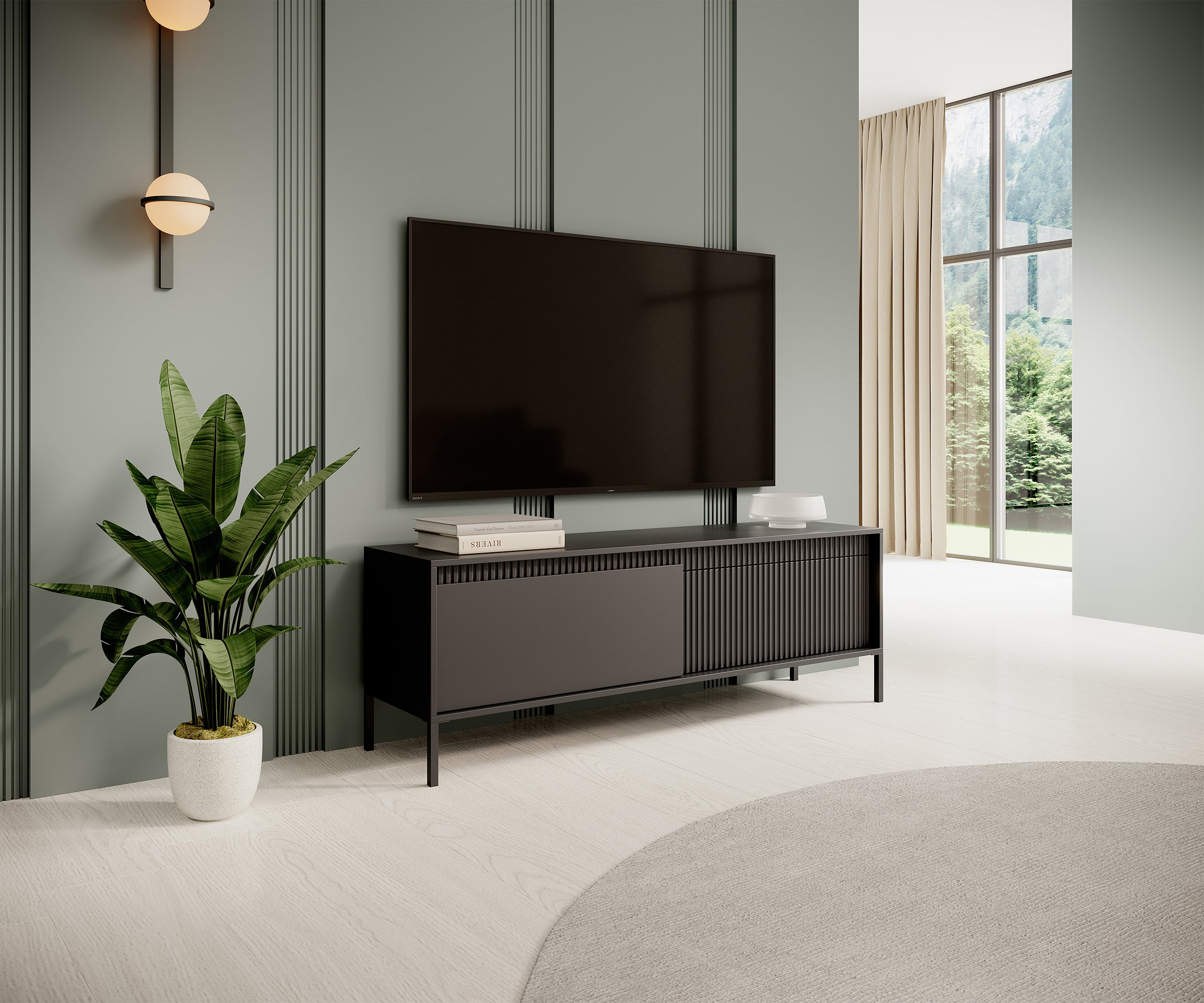 selsey-falsetto-tv-schrank-zweifl-gelig-gerillte-front-154-cm-schwarz image 4