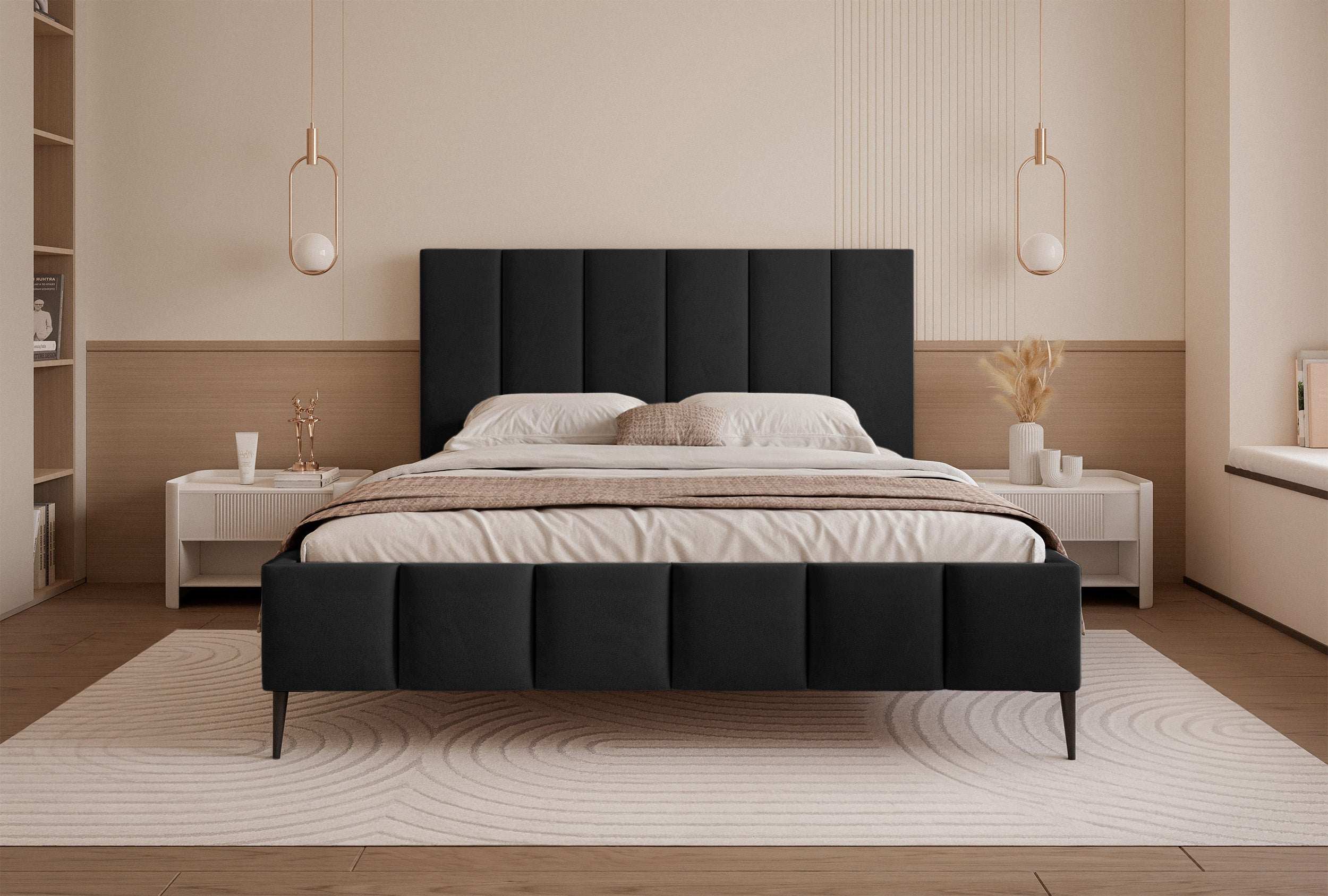 selsey-sarafino-polsterbett-160x200-cm-mit-bettkasten-schwarzer-samt-hohe-beine image 3