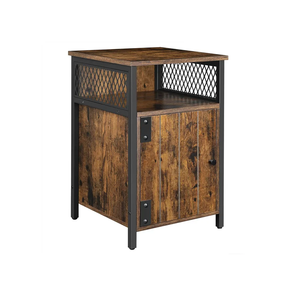 vasagle-nachttisch-40-x-40-x-60-cm-mit-offenem-fach-vintagebraun-schwarz image 1