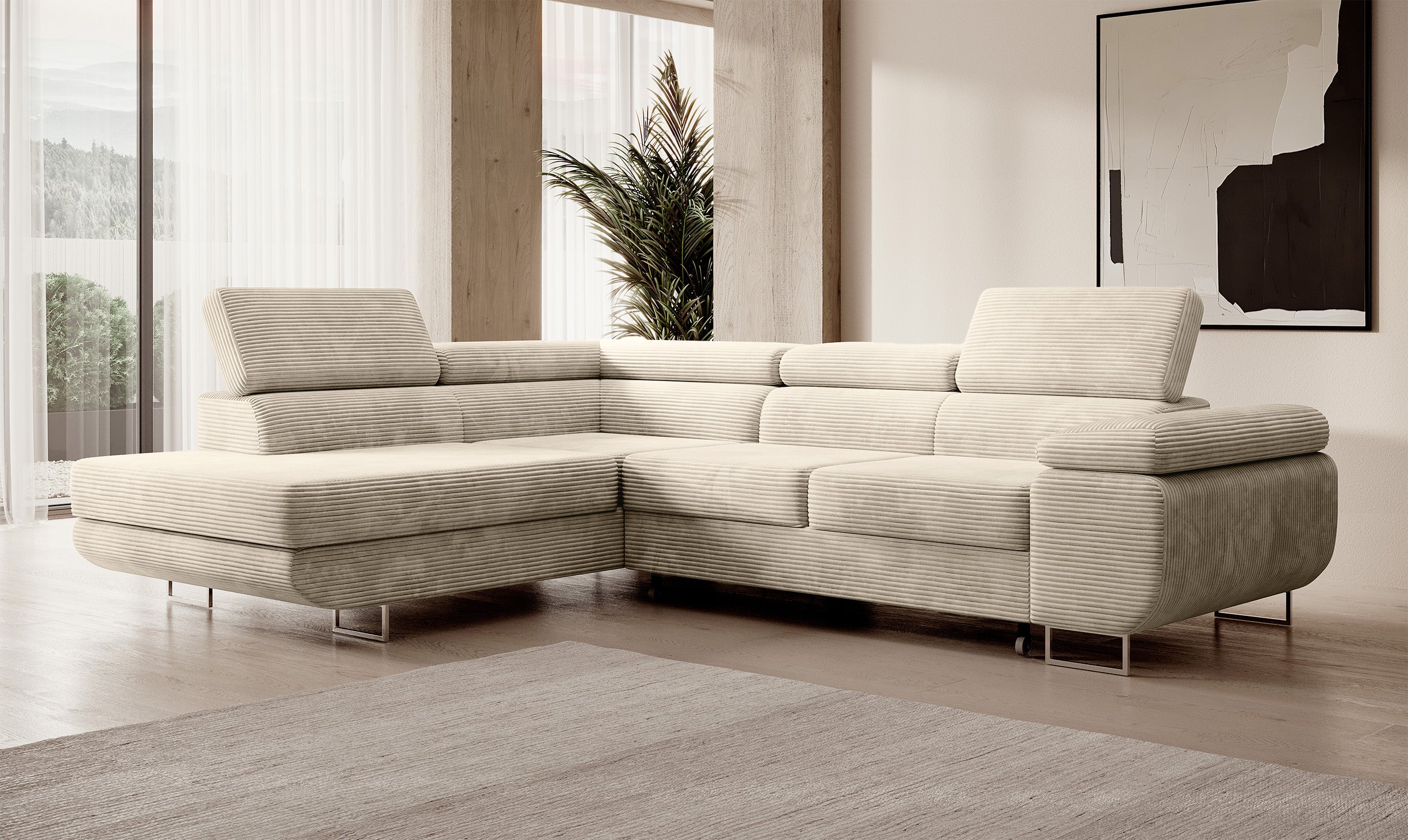 selsey-stevil-ecksofa-links-mit-schlaffunktion-und-stauraum-hellbeiger-cord image 2