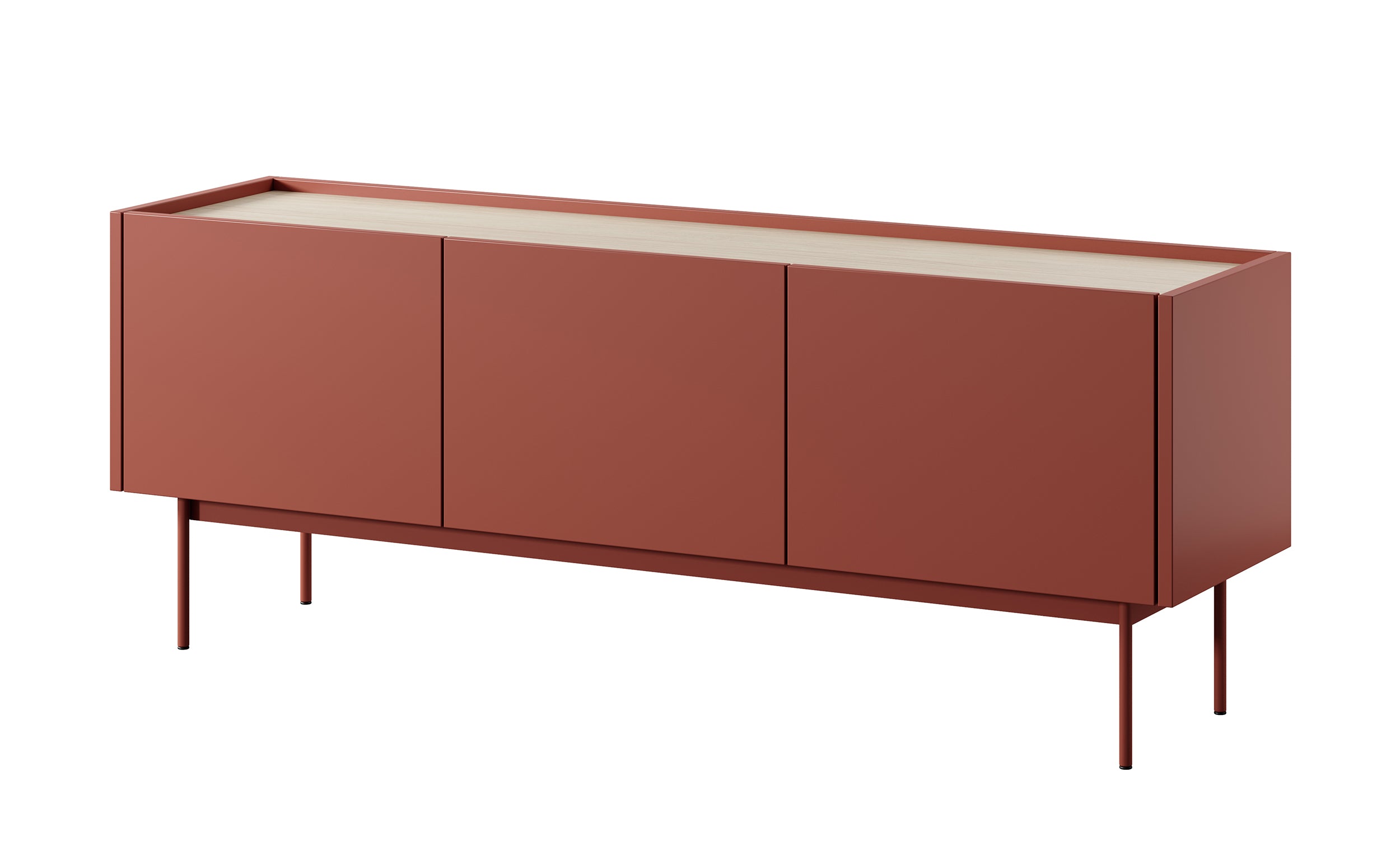 selsey-color-tv-schrank-144-cm-3-t-rig-ziegelrot-eiche-linea image 1