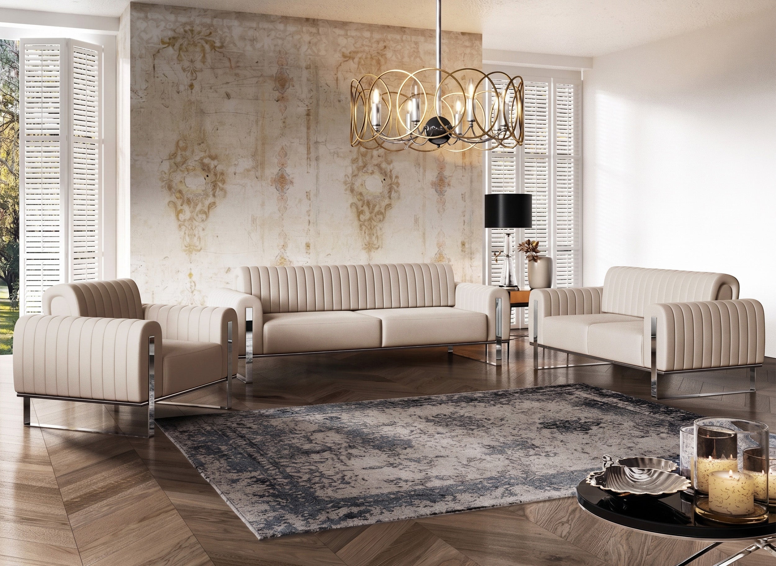 selsey-parissa-dreipersonen-sofa-hellbeiger-samt-mit-chrombeinen image 3