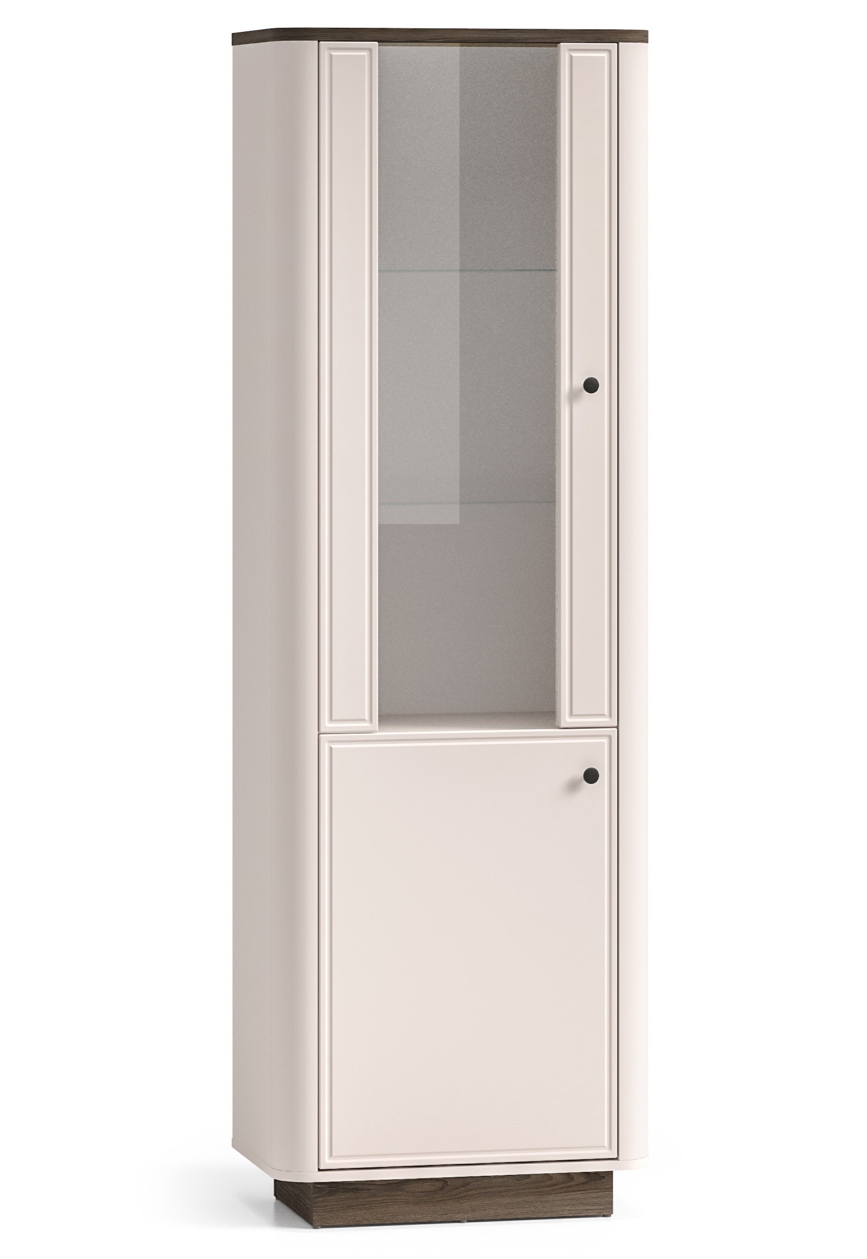 selsey-vilavio-hohe-vitrine-65-cm-mit-zwei-t-ren-und-beleuchtung-kaschmir-eiche- image 1