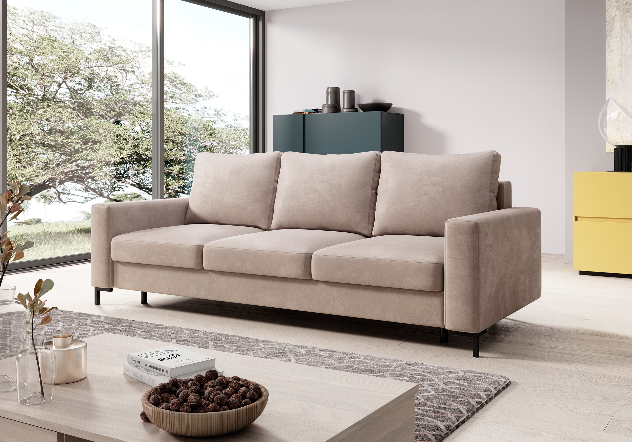 selsey-mokpeo-dreisitziges-schlafsofa-mit-stauraum-beige-samt image 3
