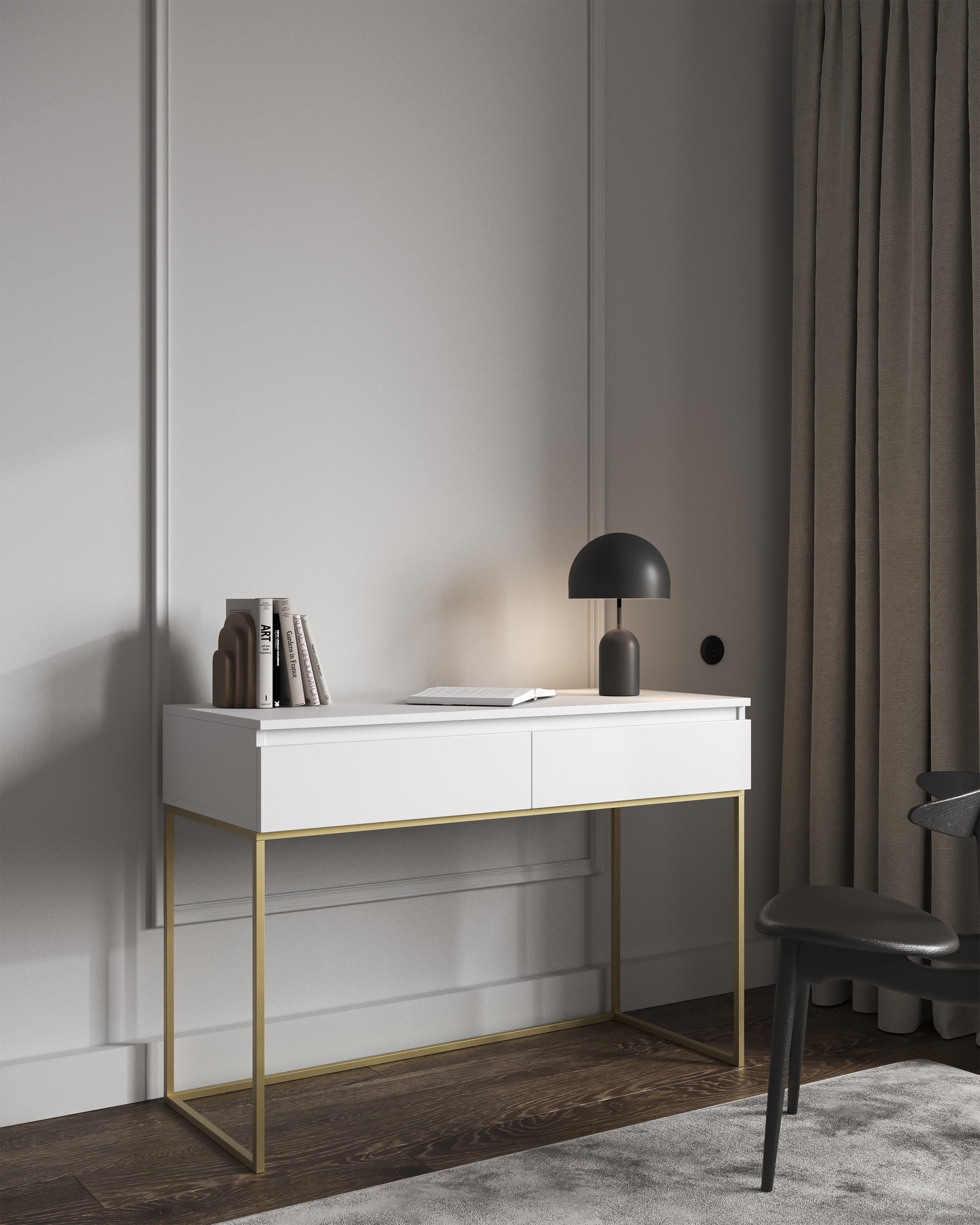 selsey-bemmi-schminktisch-mit-schubladen-wei-mit-goldenen-beinen image 2