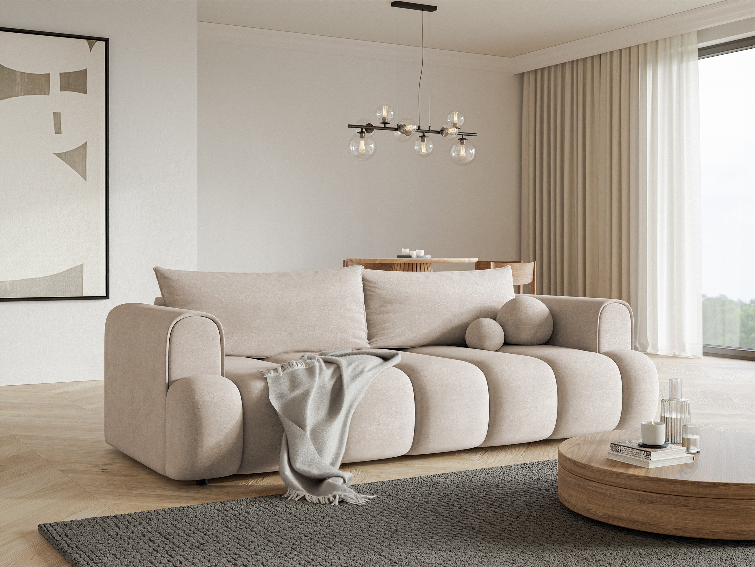 selsey-dandelino-dreisitziges-sofa-mit-schlaffunktion-graubeige-velours-wasserab image 3