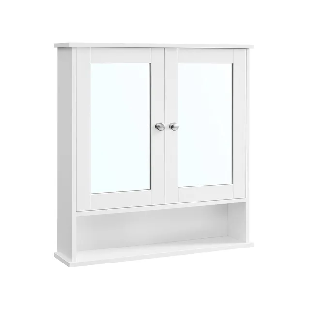 vasagle-spiegelschrank-mit-2-spiegelt-ren-und-offenem-fach-wei-wandmontage image 1