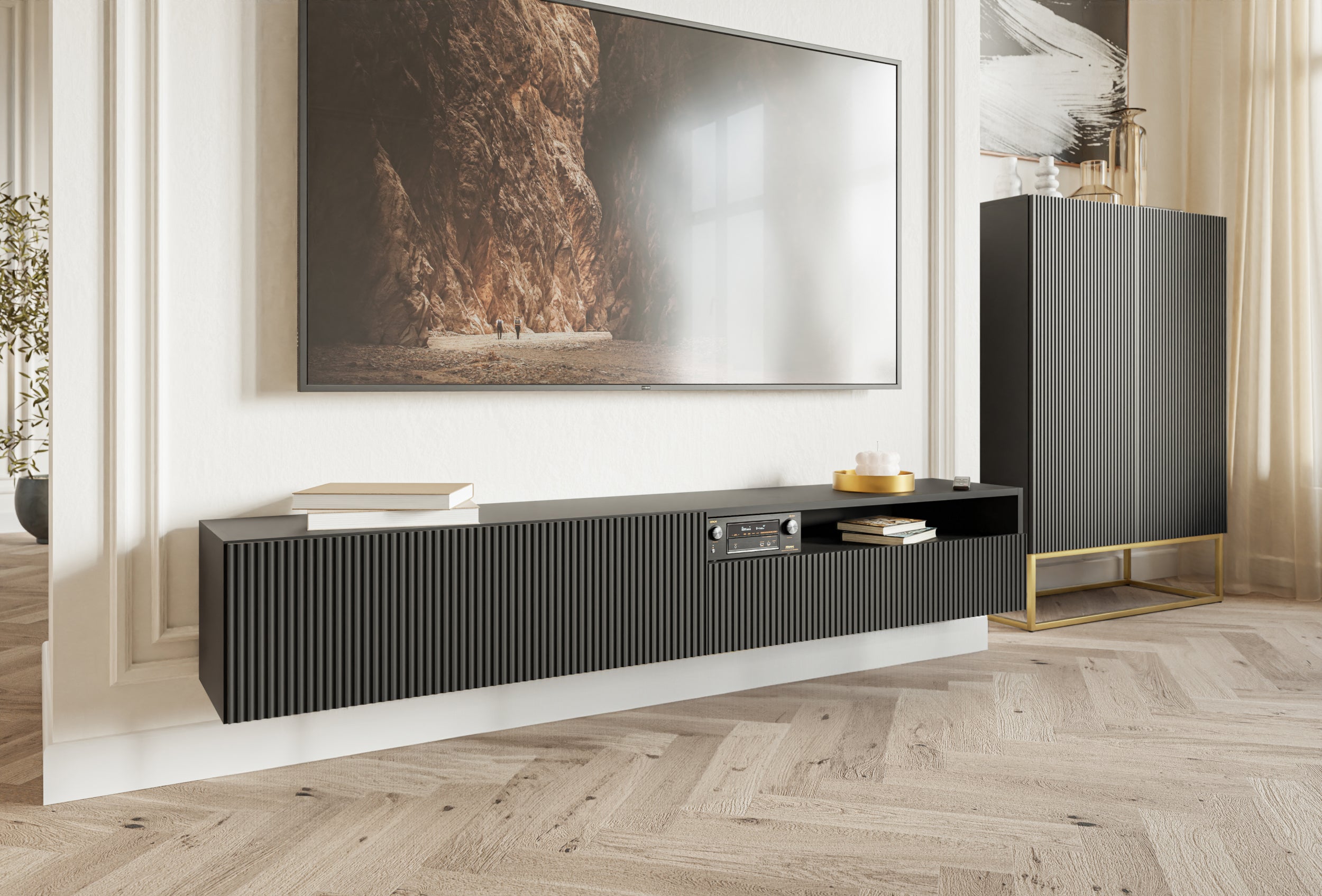 selsey-veldio-tv-schrank-175-cm-schwarz-mit-gefr-ster-front-und-nische-wandmonta image 3