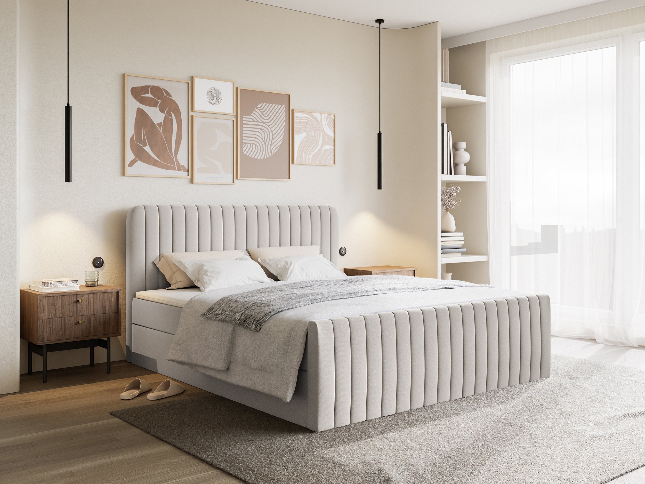 selsey-saliano-kontinentalbett-200x200-cm-hellgrau-chenille-mit-stauraum-und-top image 2
